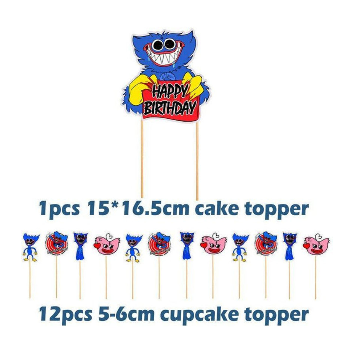 NobleRot Poppy Playtime Huggy Wuggy Geburtstagsdeko Set mit Ballons und Cake Toppern in Mehrfarbig - Bild 1