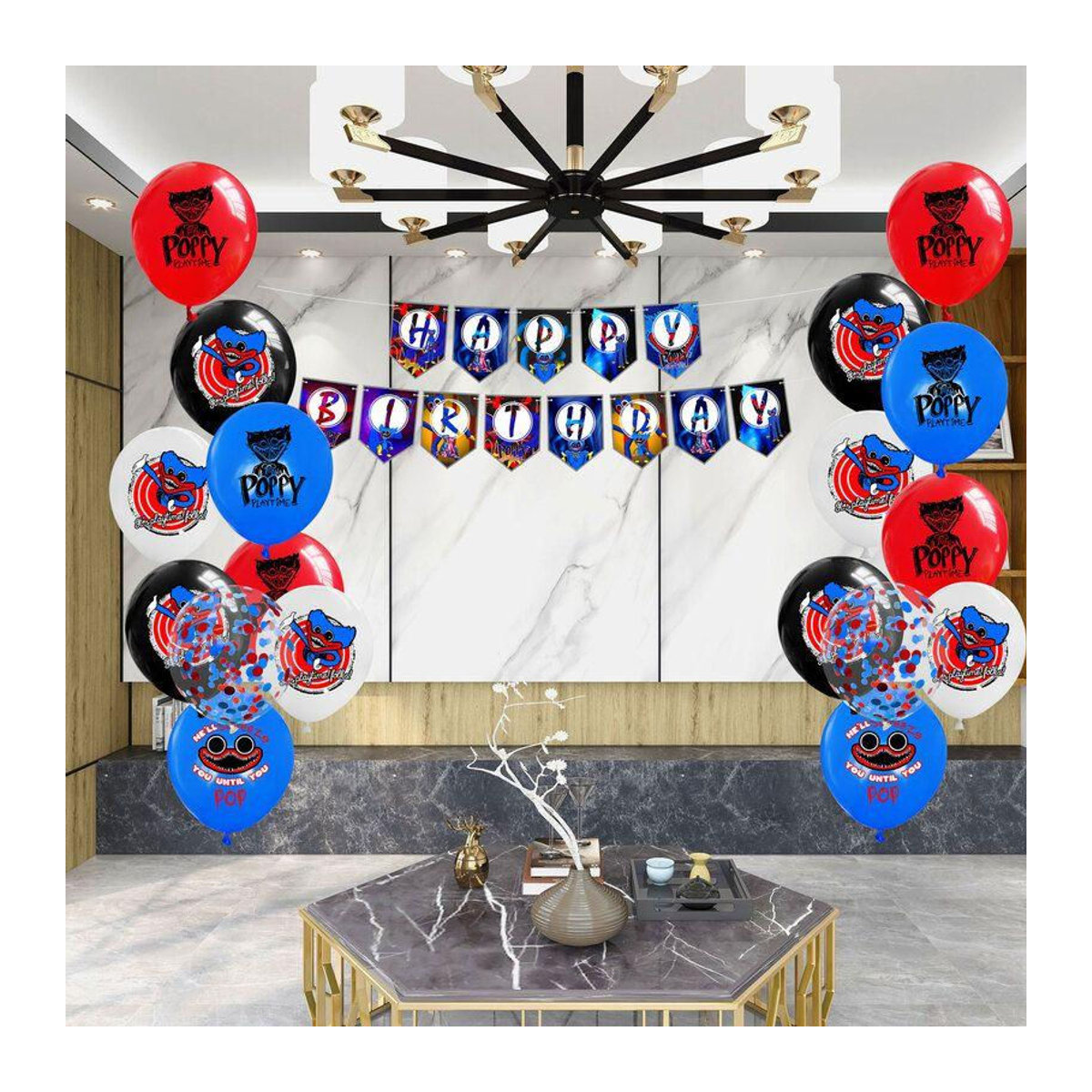 NobleRot Poppy Playtime Huggy Wuggy Geburtstagsdeko Set mit Ballons und Cake Toppern in Mehrfarbig - Bild 7