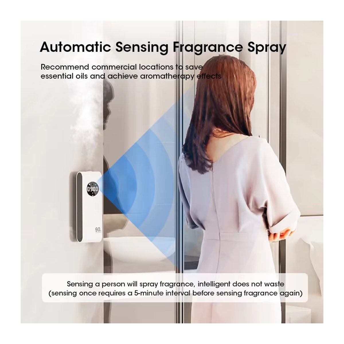 NOCCLILI Elektrischer Diffuser zur Wandmontage, Automatischer Sensor-Aromatherapie-Vernebler mit USB-Ladefunktion, Weiß - Bild 4
