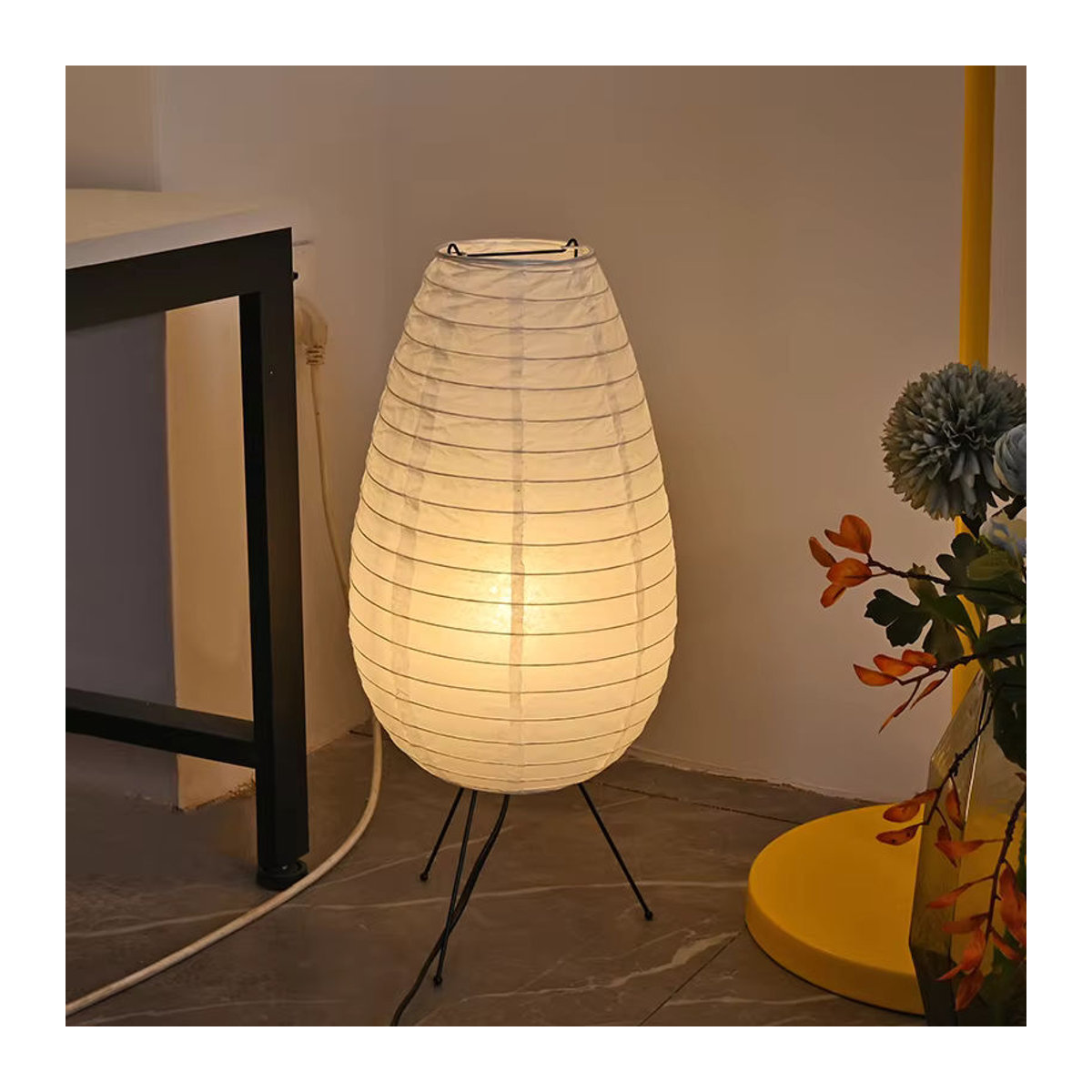 Nogy Reispapier Stehlampe im Noguchi Stil Retro Design für Wohnzimmer Schlafzimmer und Arbeitszimmer - Bild 2