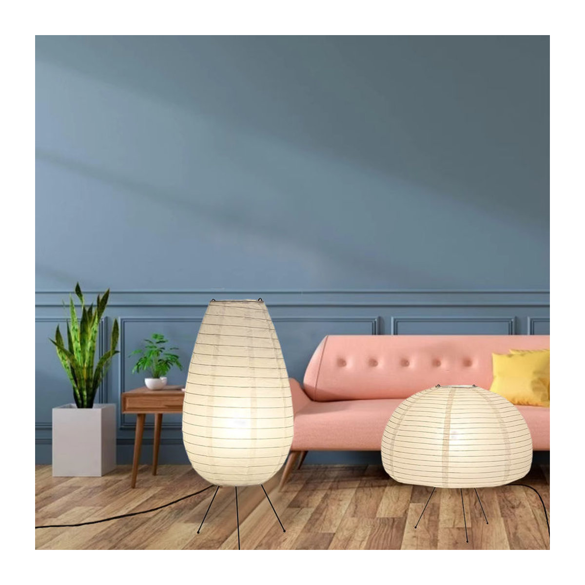 Nogy Reispapier Stehlampe im Noguchi Stil Retro Design für Wohnzimmer Schlafzimmer und Arbeitszimmer - Bild 3
