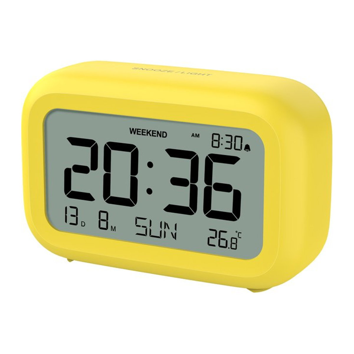 NOKLEAD Digitaler Tischwecker mit Hintergrundbeleuchtung und Kalenderfunktion, minimalistisches Design in Weiß und Gelb, ideal für Kinder, Home Office und Schlafzimmer - Bild 1