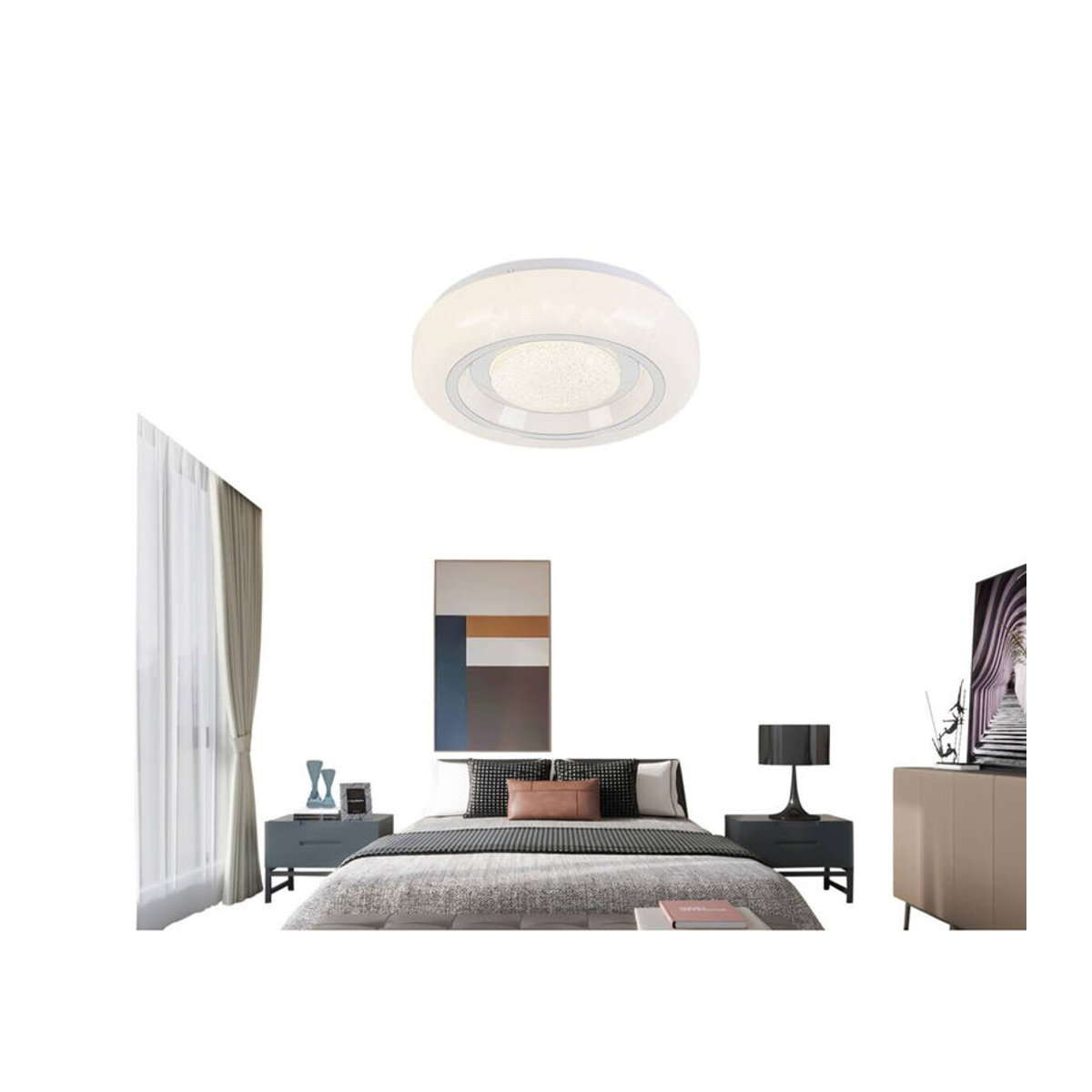 Nolo Deckenleuchte Mia LED aus Metall in Weiß, Modern und Minimalistisch, B: 26 cm, H: 6 cm - Bild 1