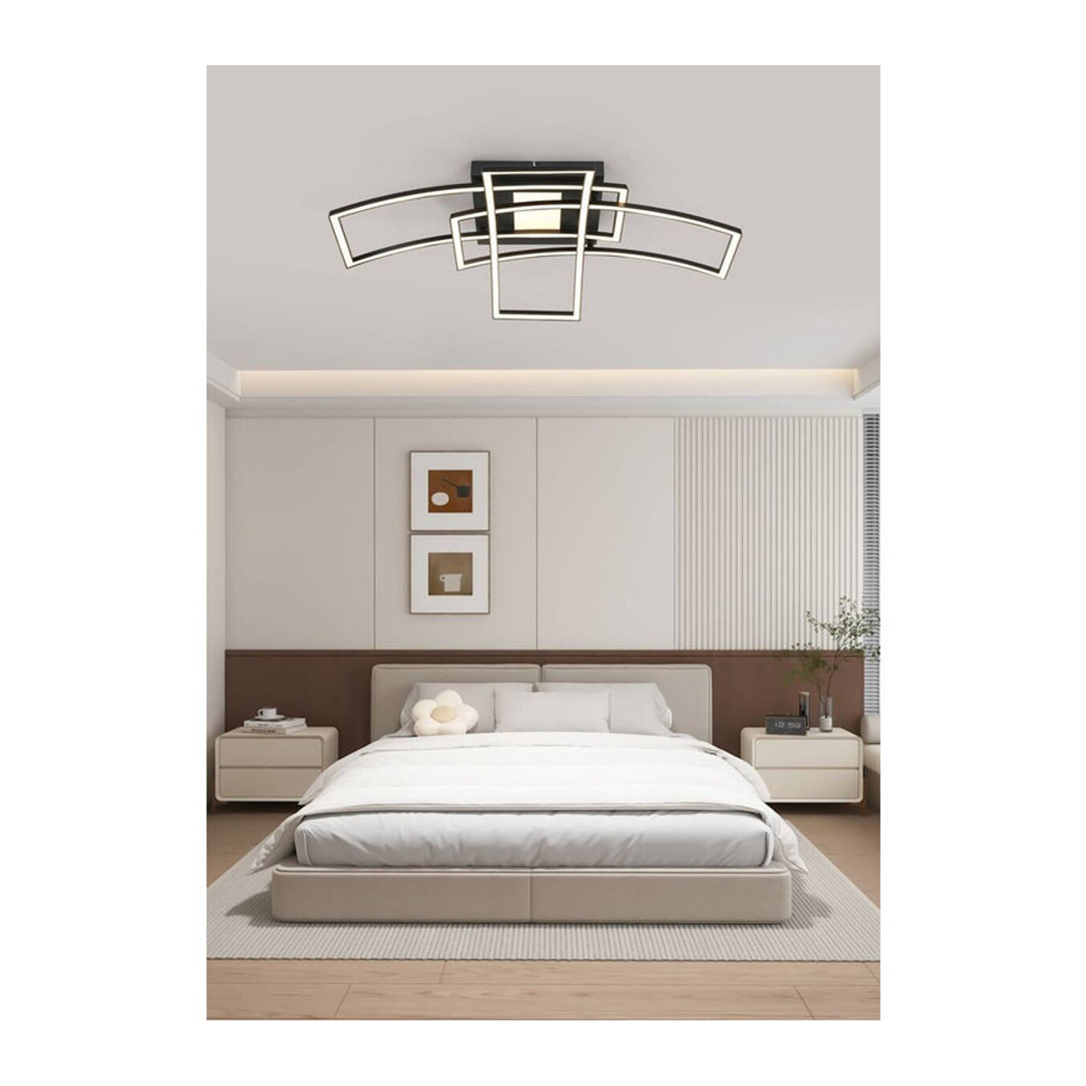 Nolo LED-Deckenleuchte Curve in Schwarz aus Metall mit warmweißem Licht, B/H/L: 59 x 15 x 82 cm - Bild 2