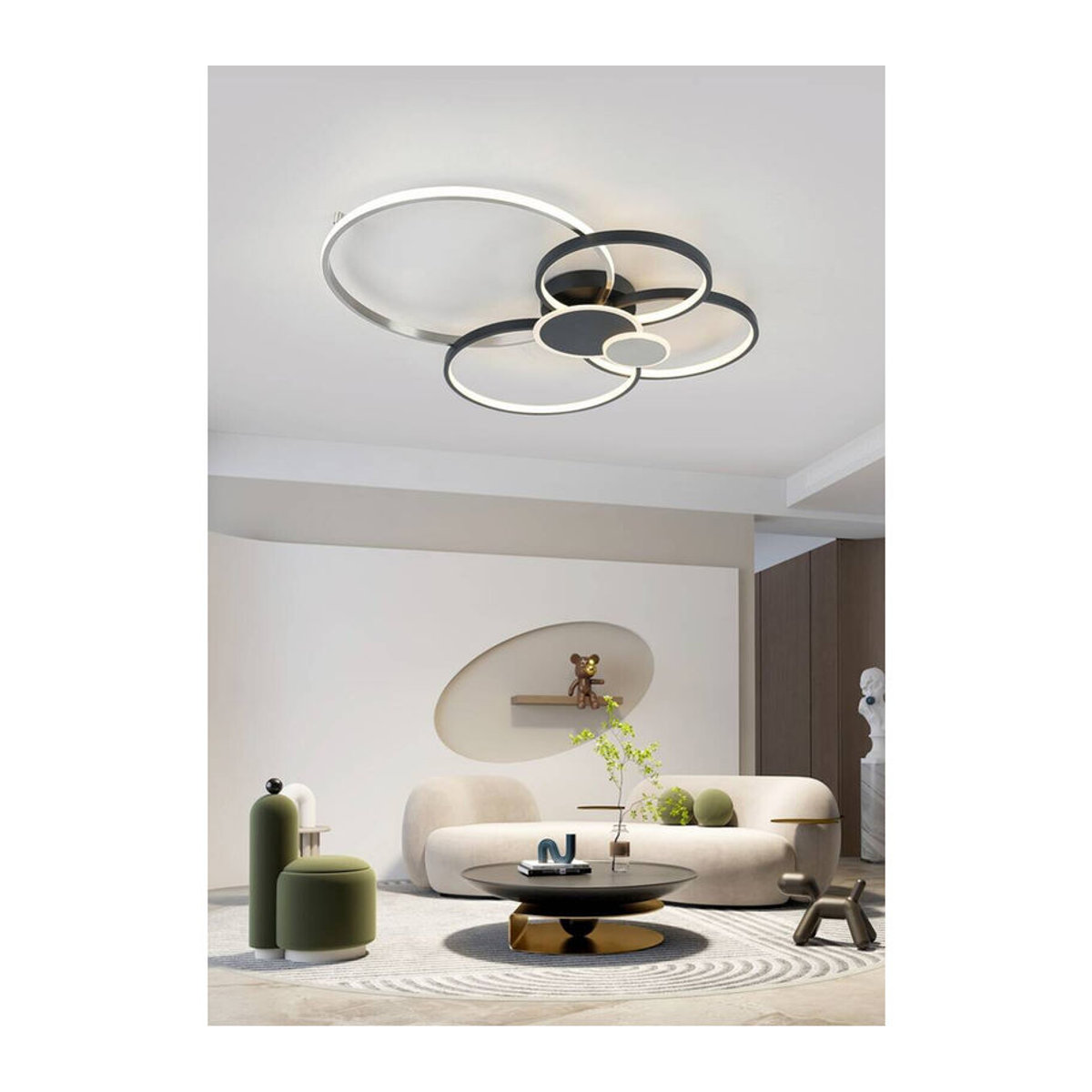 Nolo LED-Deckenleuchte in Schwarz aus Aluminium, modern und minimalistisch, B/H/L: 64 x 11 x 80 cm - Bild 2