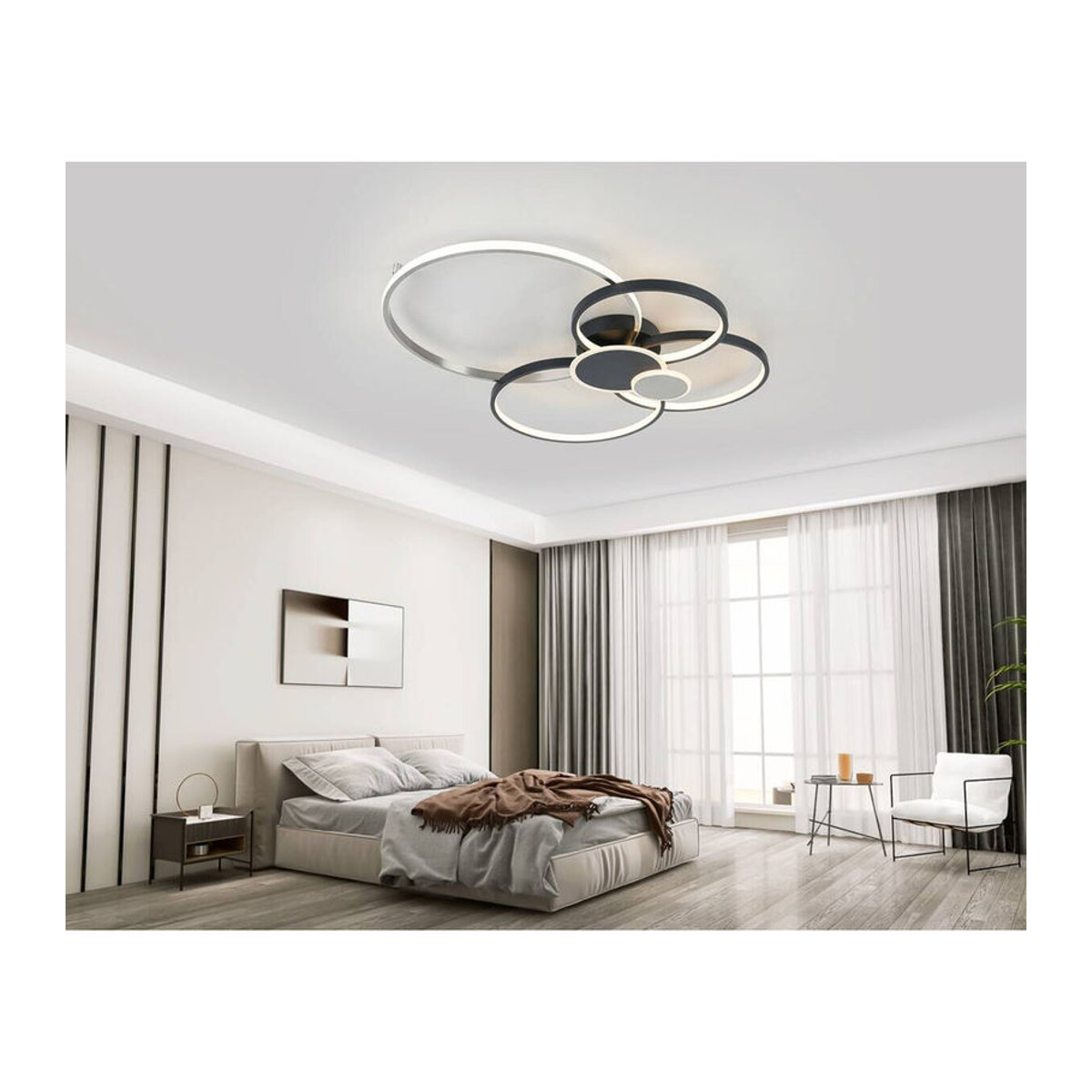 Nolo LED-Deckenleuchte in Schwarz aus Aluminium, modern und minimalistisch, B/H/L: 64 x 11 x 80 cm - Bild 3