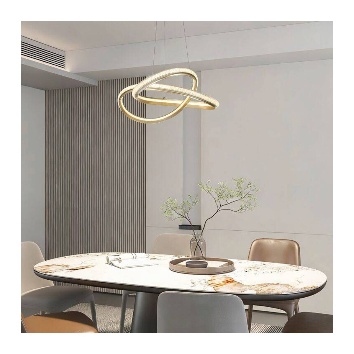 Nolo LED-Pendelleuchte Clara in Beige, Modern, Warmweiß, B/H/T: 50 x 120 x 50 cm - Bild 4