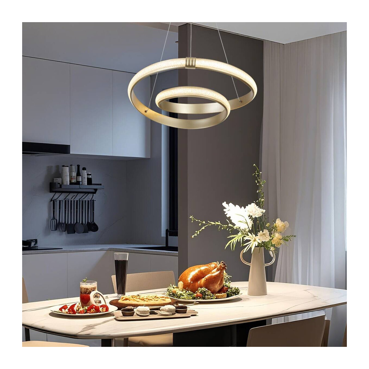 Nolo LED-Pendelleuchte Shine in Beige, modern mit warmweißem Licht - Bild 2