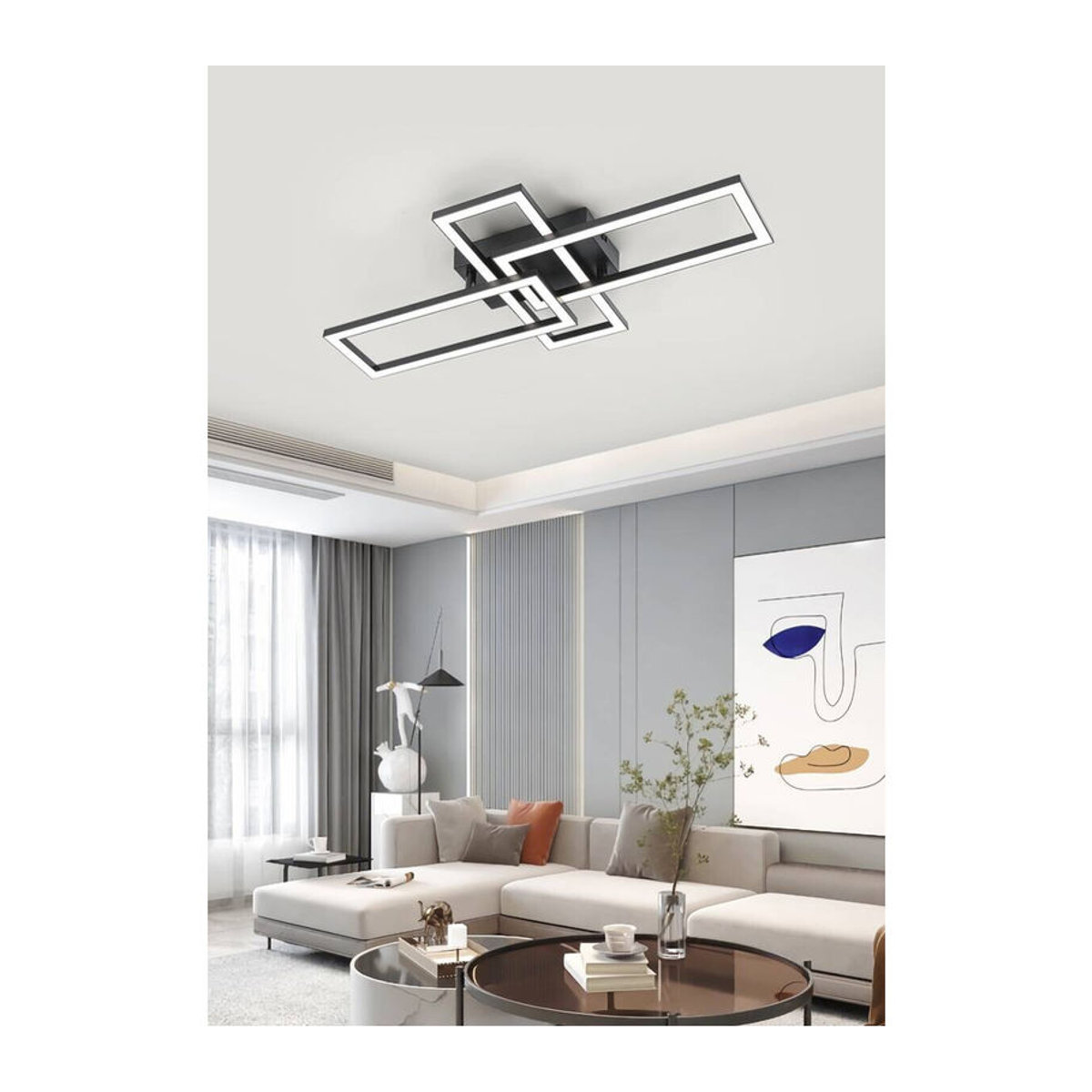 Nolo Moderne LED Deckenleuchte Tahnee in Schwarz aus Kunststoff B/H/L: 35 x 8 x 64 cm - Bild 2