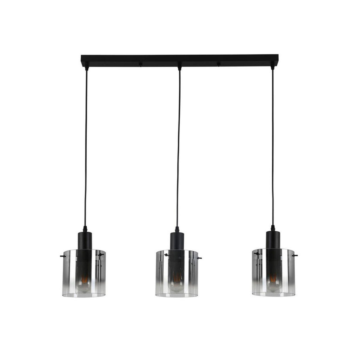 Nolo Pendelleuchte Michelle Modern Schwarz Metall und Glas mit 3 E27 Fassungen B/H/L: 15 x 120 x 80 cm - Bild 2