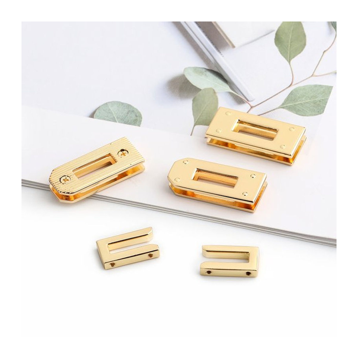 nolvo world Metall Taschenverschluss Reparaturset für Birkin Schultertaschen in Gold oder Silber, Set mit Riemenhaken, Basis, Schrauben und Drehverschlüssen - Bild 1
