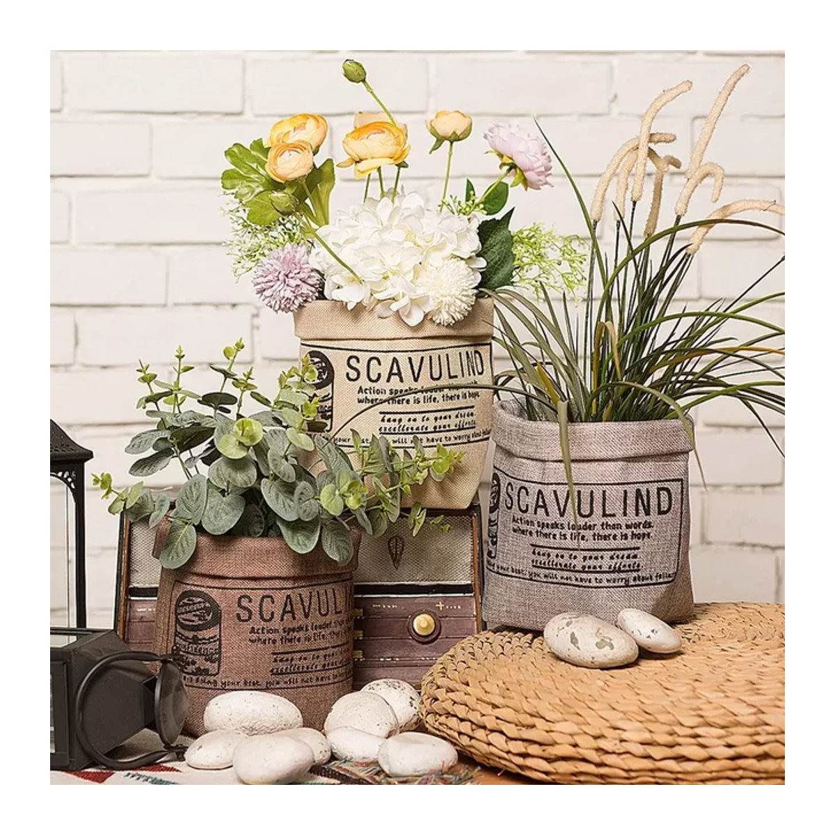 Nordic Blumentopf Set aus Kraftpapier und Stoff für dein Wohnzimmer in verschiedenen Farben - Bild 1