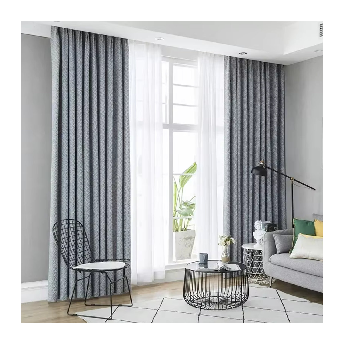Nordic Chenille Vorhang in Grau mit hoher Schattierung für Wohnzimmer, Esszimmer und Schlafzimmer - Bild 2