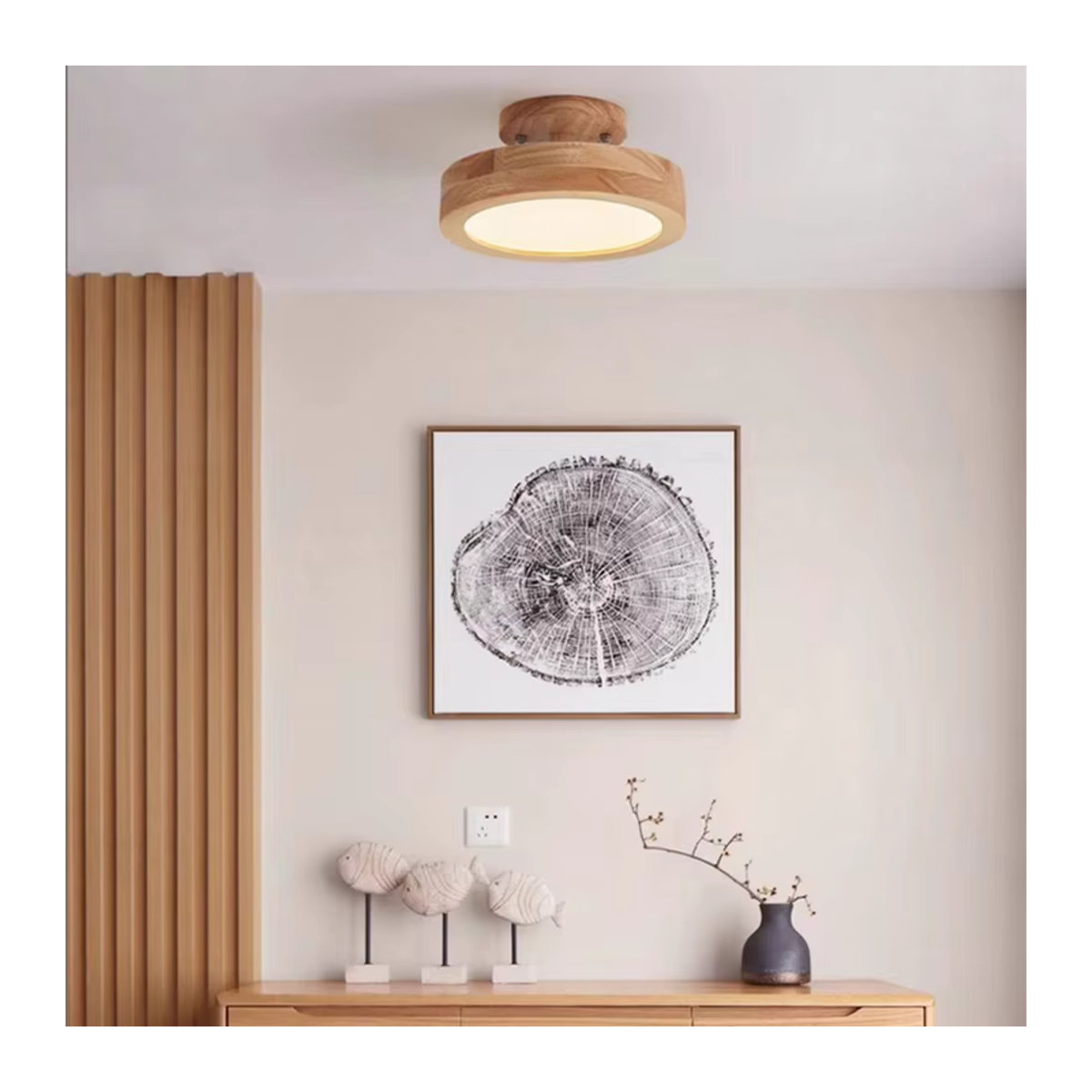 Nordic LED Deckenlampe aus Massivholz im japanischen Stil für Wohnzimmer, Schlafzimmer und Flur - Bild 2