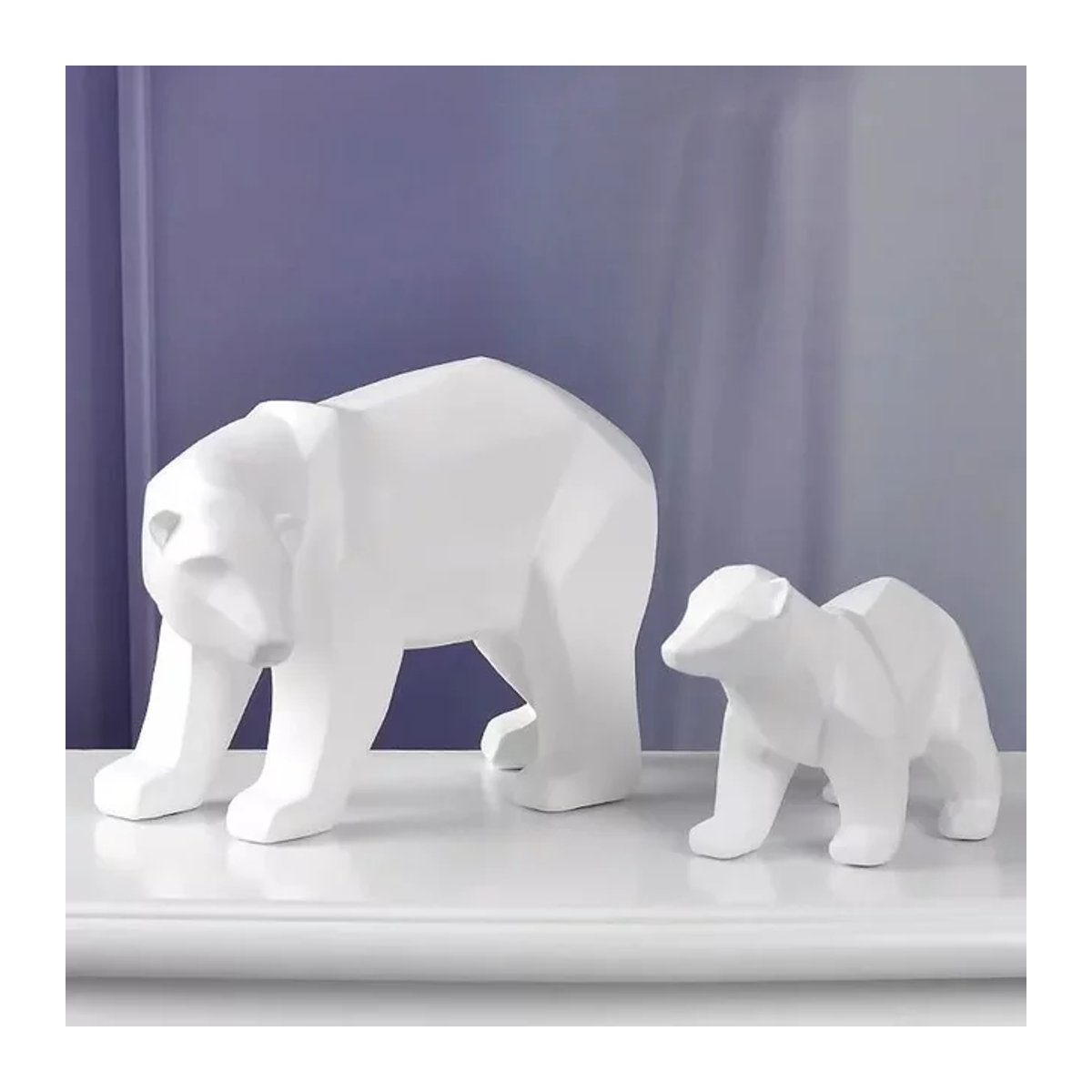 Nordic Stil Eisbär Mutter und Sohn Ornamente in Weiß als kreative Wohnaccessoires und Kunstwerke - Bild 1