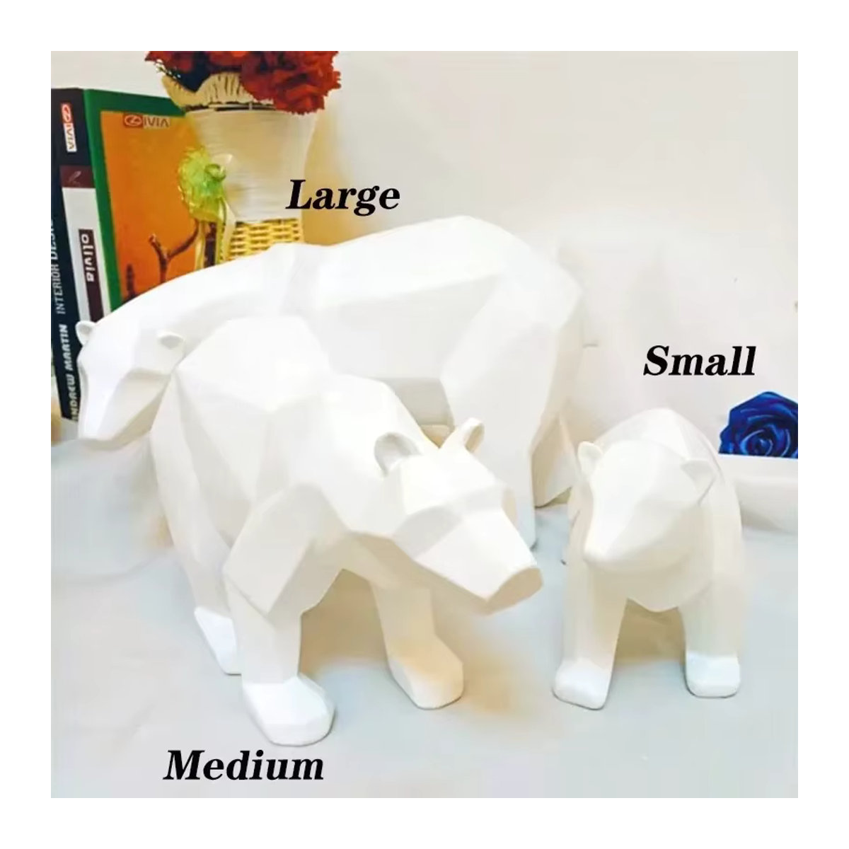 Nordic Stil Eisbär Mutter und Sohn Ornamente in Weiß als kreative Wohnaccessoires und Kunstwerke - Bild 2