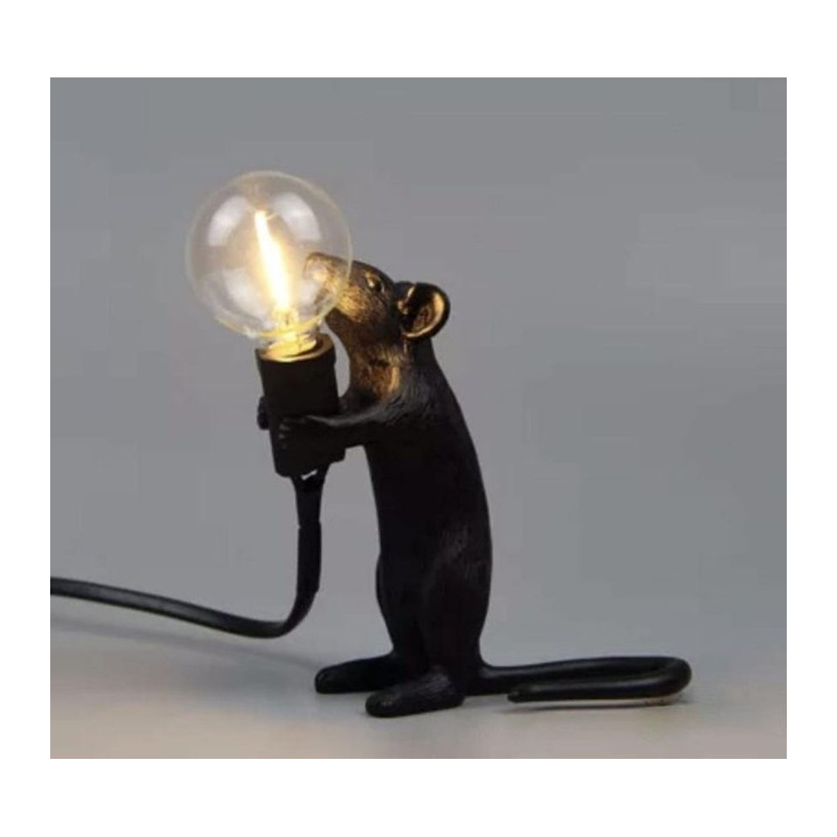 Nordic Tier Maus Tischlampe aus Kunstharz in Schwarz für Wohnzimmer, Schlafzimmer und Esszimmer - Bild 1