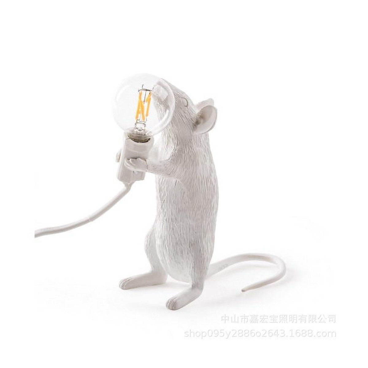 Nordic Tier Maus Tischlampe aus Kunstharz und Bambus in Weiß, Schwarz oder Gold - Bild 2