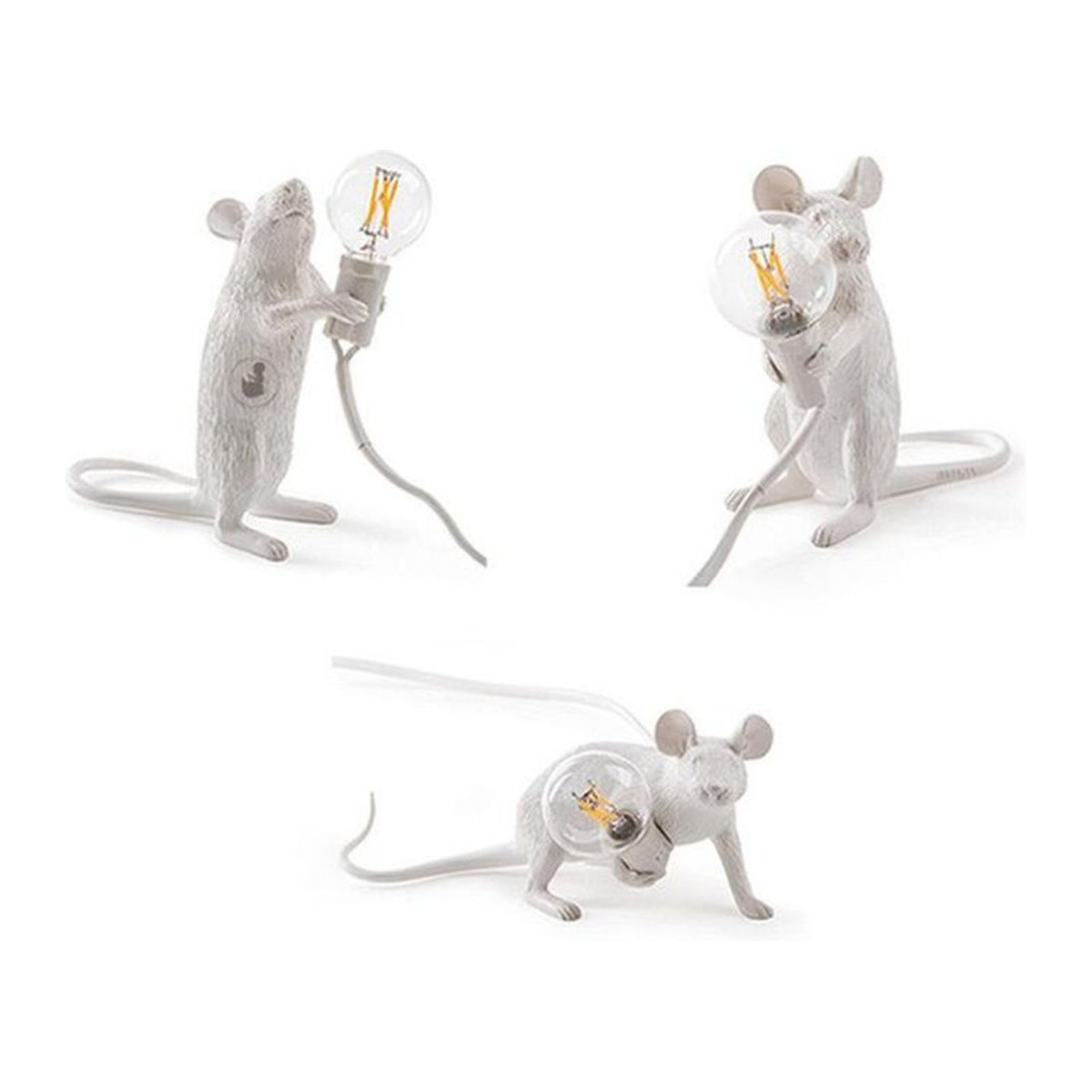 Nordic Tier Tischlampe Maus aus Kunstharz in Weiß, Schwarz oder Gold - Bild 1