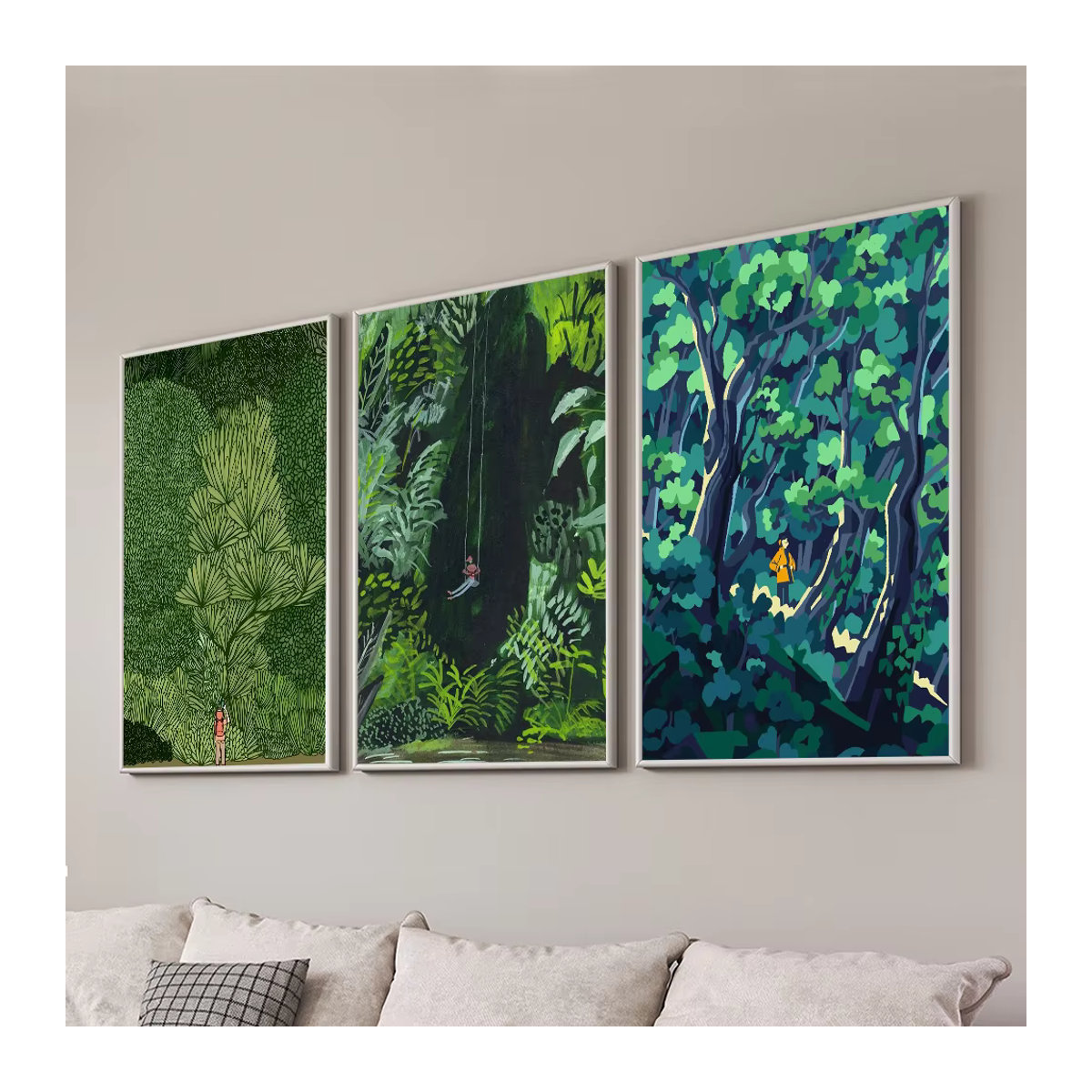 Nordic Wanddekor Poster Grüner Wald und Dschungel als selbstklebender wasserfester Papieraufkleber für dein Zuhause oder die Bar - Bild 4