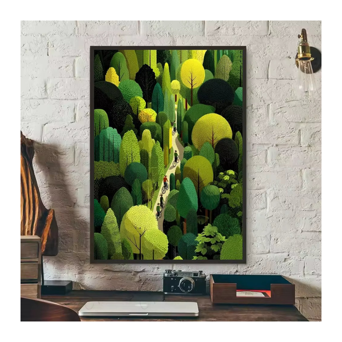 Nordic Wanddekor Poster Grüner Wald und Dschungel als selbstklebender wasserfester Papieraufkleber für dein Zuhause oder die Bar - Bild 5