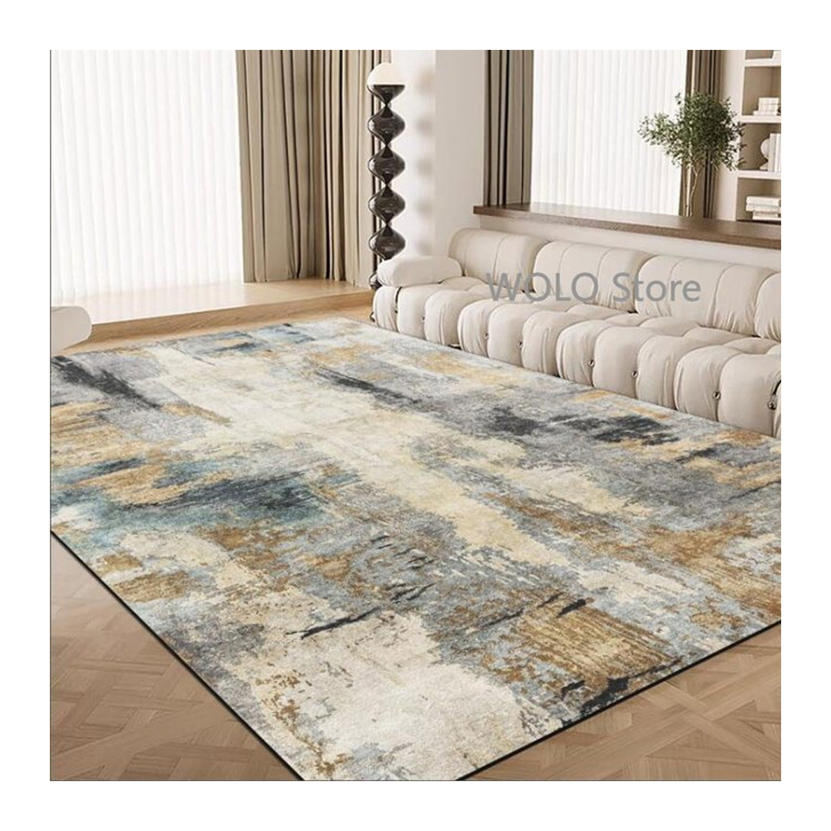 Nordic Wohnzimmer Teppich mit abstraktem Design, waschbarer und rutschfester Bodenbelag für Schlafzimmer und Esszimmer - Bild 1