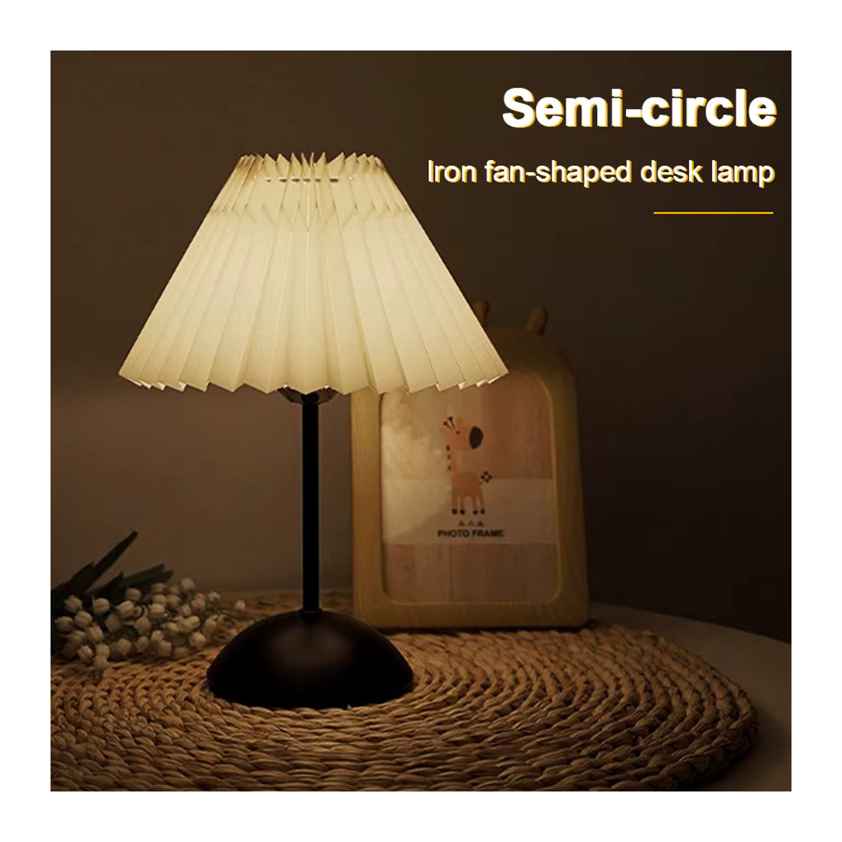 Nordische LED-Tischlampe mit Plissee-Stoff und USB-Anschluss für Wohnzimmer und Schlafzimmer - Bild 2