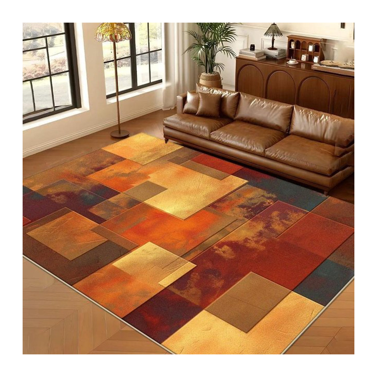 Nordischer abstrakter Dekor Teppich für Wohnzimmer und Schlafzimmer, rutschfest und waschbar, B/B: 120 x 160 cm - Bild 1
