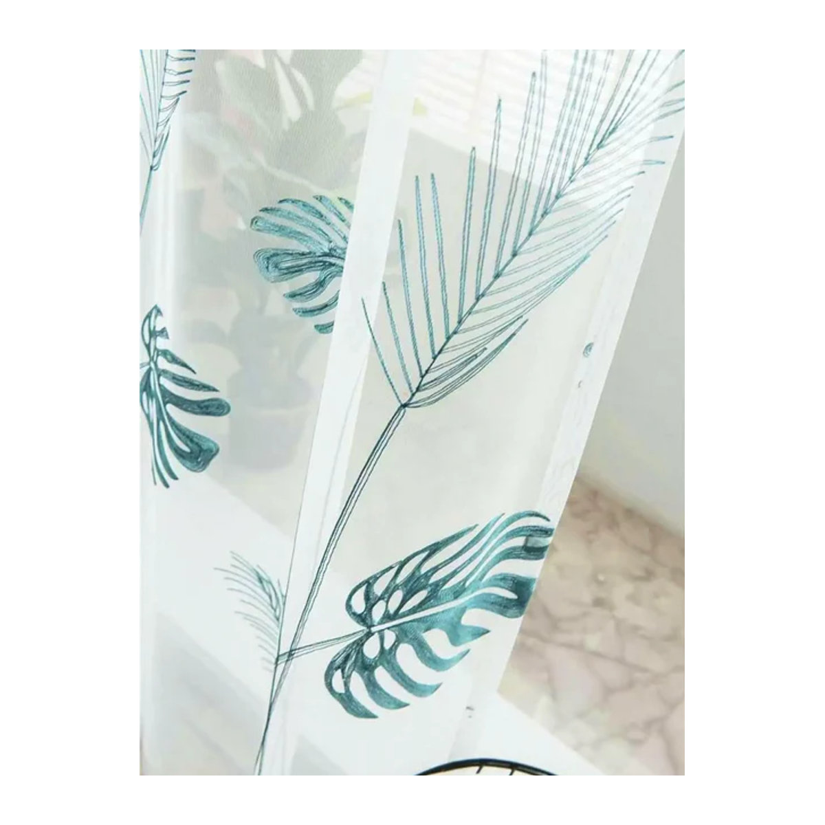 Nordischer Schlafzimmer-Gaze-Vorhang mit Bananenblatt-Design, transparentes Voile für dein Wohnzimmer - Bild 1