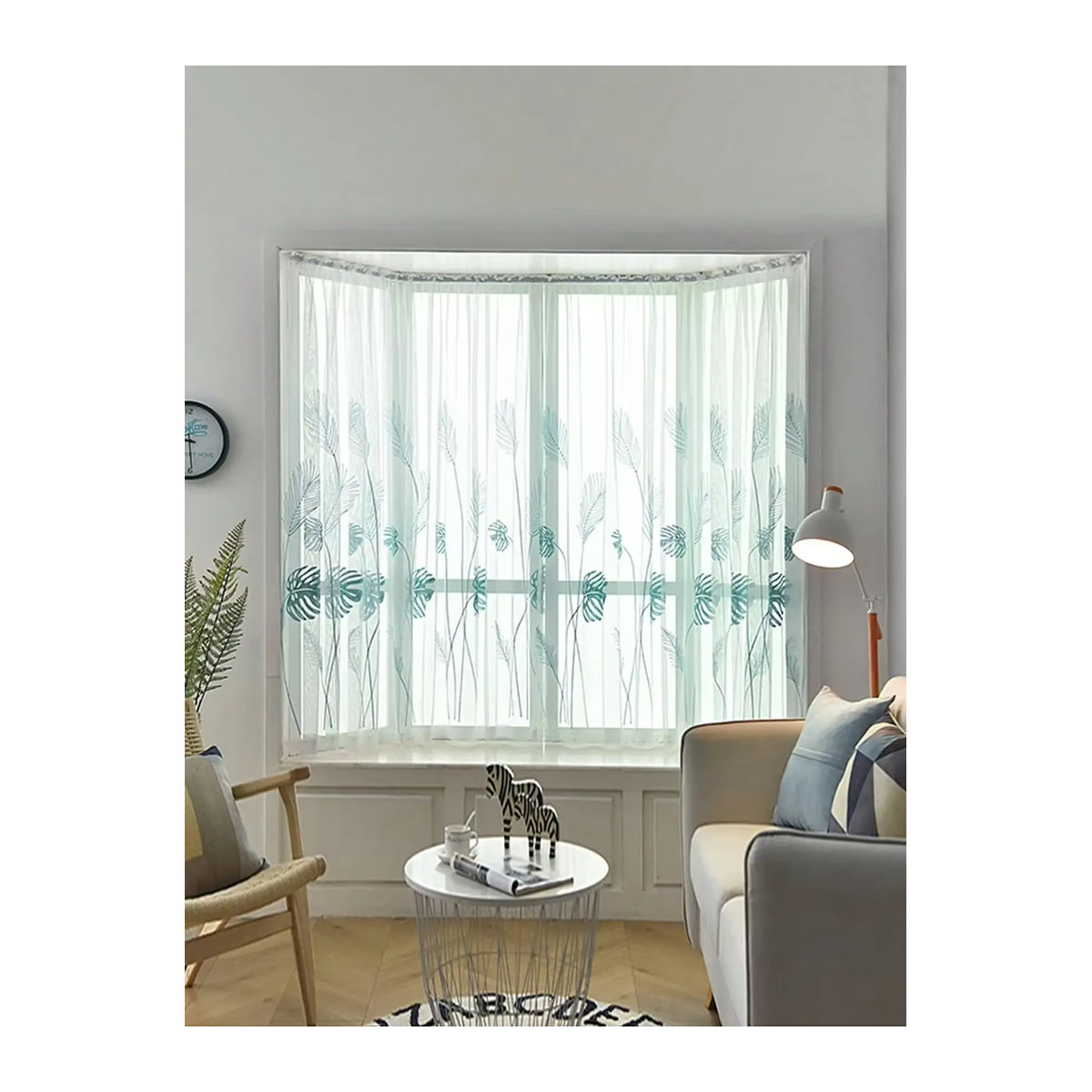 Nordischer Schlafzimmer-Gaze-Vorhang mit Bananenblatt-Design, transparentes Voile für dein Wohnzimmer - Bild 2