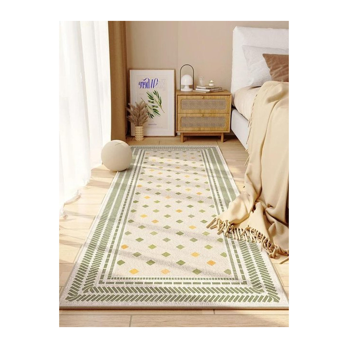 Nordischer Teppich im Marokkanischen Retro-Design, rutschfester Flurteppich für Wohnzimmer und Schlafzimmer, B/T/H: 140 x 60 x 1 cm - Bild 1