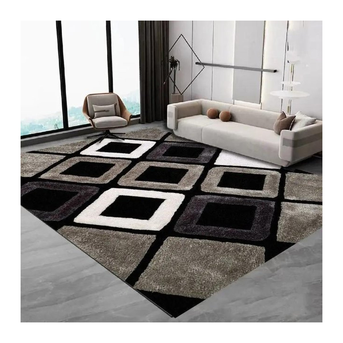 Nordischer Teppich Modern und Luxus als Wohnzimmer Matte oder Schlafzimmer Bettvorleger B/B: 40 x 60 cm - Bild 1
