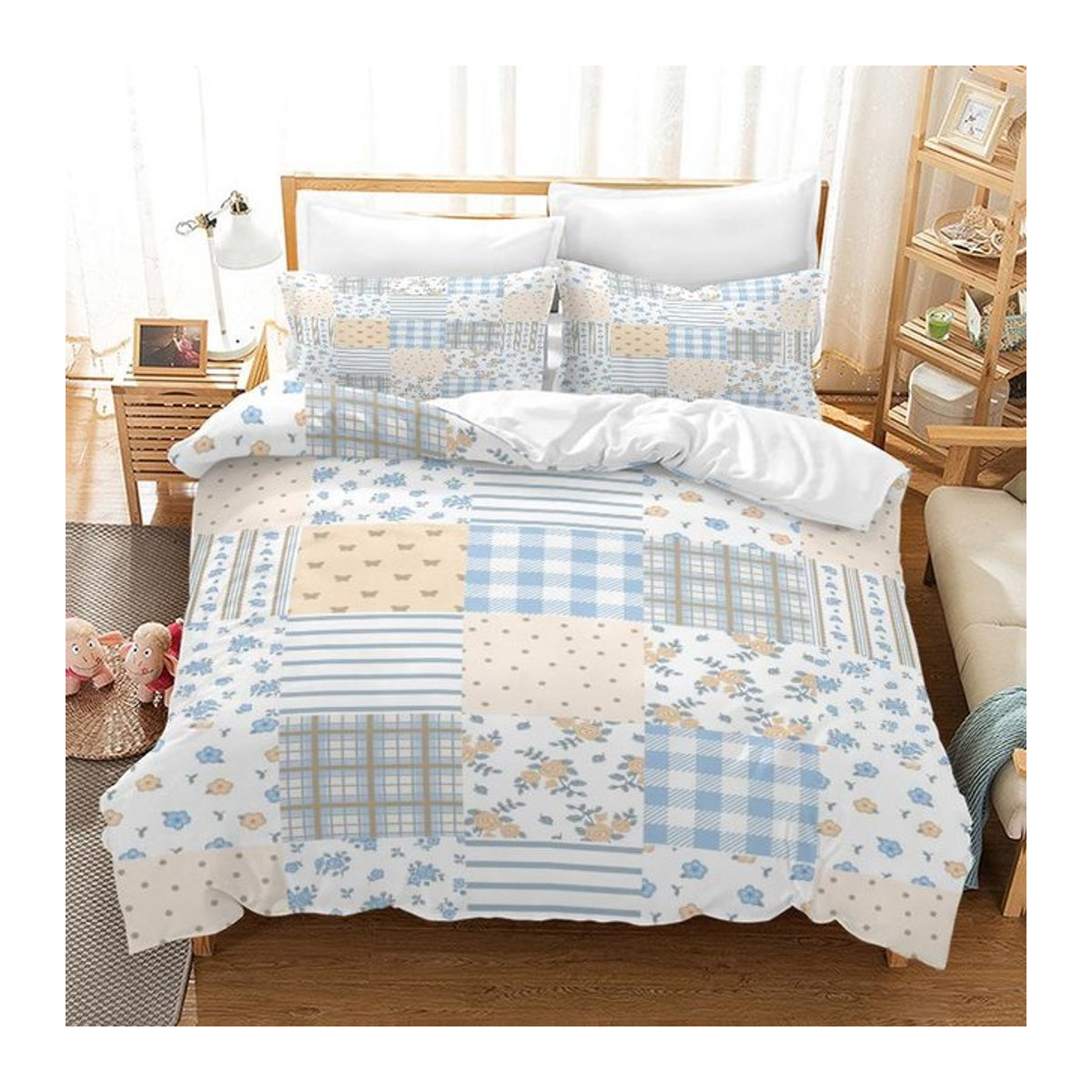 Nordisches 3-teiliges Bettwäsche-Set personalisierbar, umweltfreundlich und hypoallergen, Öko-Tex-zertifiziert, EU Single, B: 135 cm, L: 200 cm - Bild 1