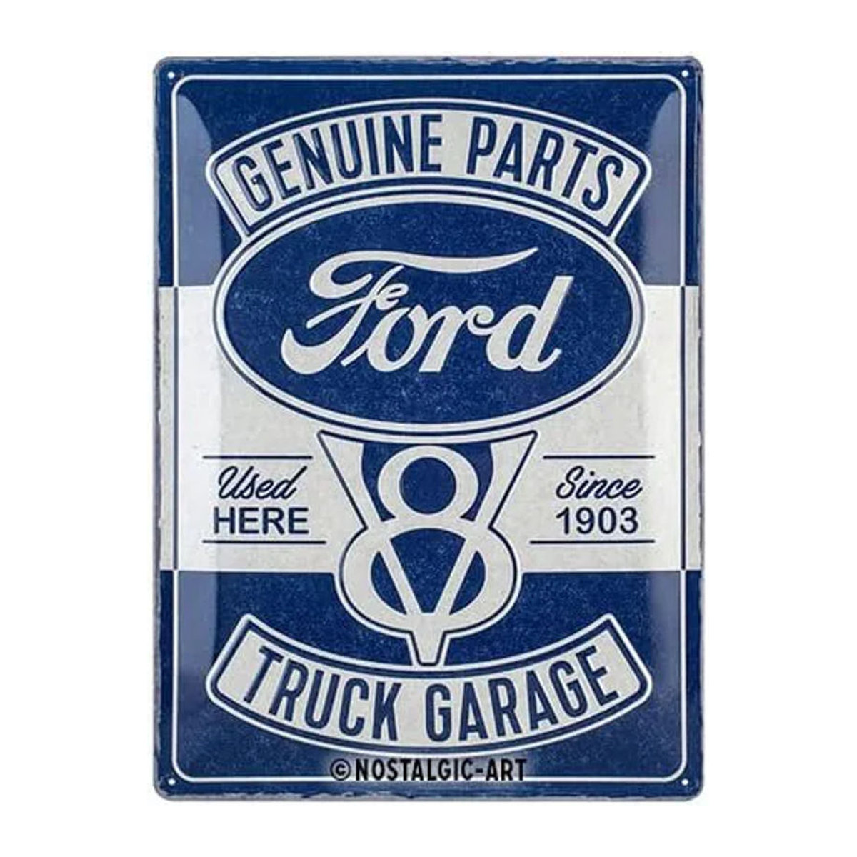 Nostalgic-Art Retro-Blechschild V8 Garage in Blau, Vintage Metallplakette zur Wanddekoration, Rechteckig - Bild 1