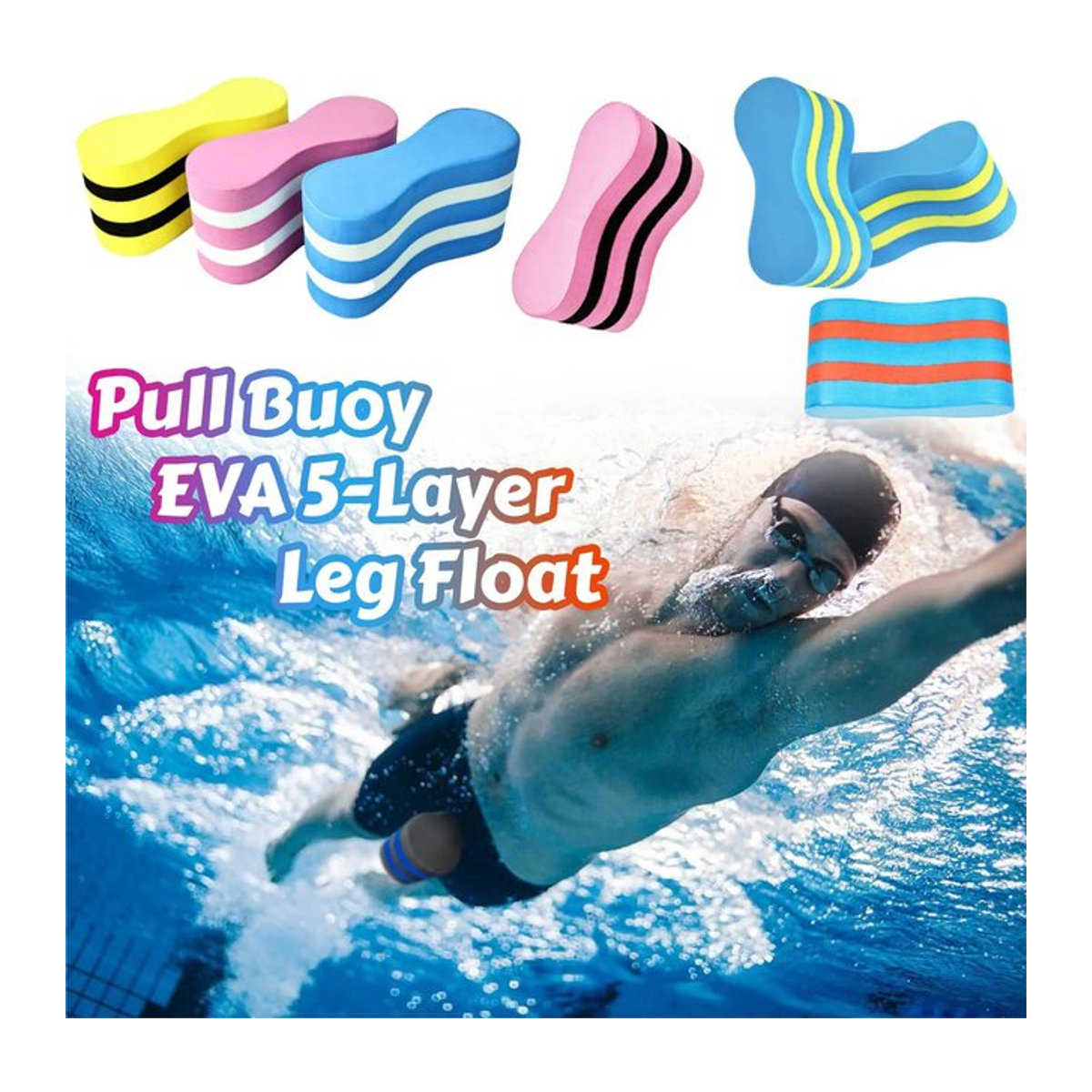 NovaSphere Figure-Eight Pull Boje aus EVA-Schaum für Schwimmtraining und Beintraining im Pool und im Freien - Bild 1