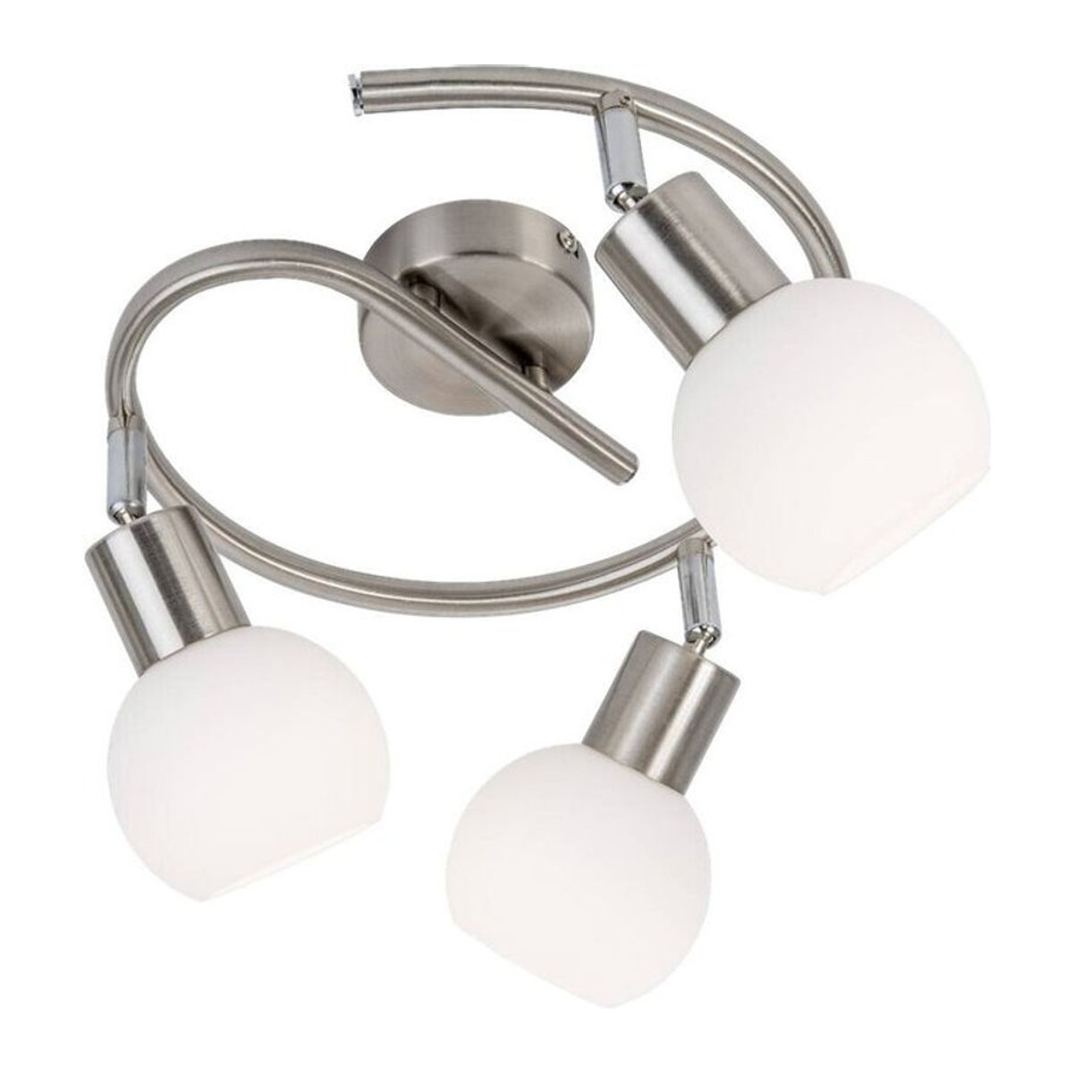 Nowa Deckenspot Strahler aus Metall und Glas in Nickel matt und Opal mit 3 E14 Fassungen, H x B x T: 21 x 25 x 15 cm - Bild 1