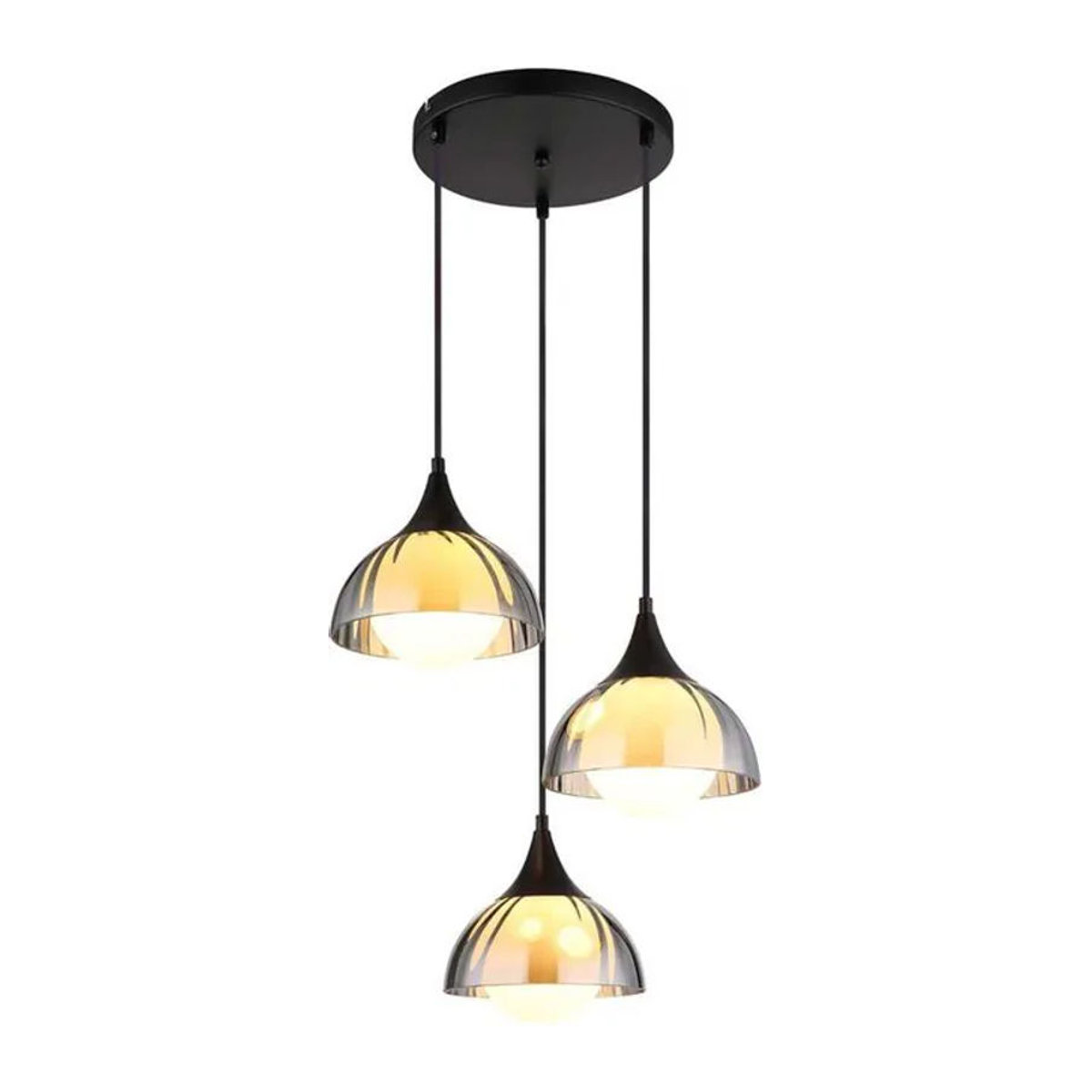 Nowa Pendelleuchte 3-flammig in Schwarz mit Rauchglas und Opalglas für G9 Leuchtmittel - Bild 1