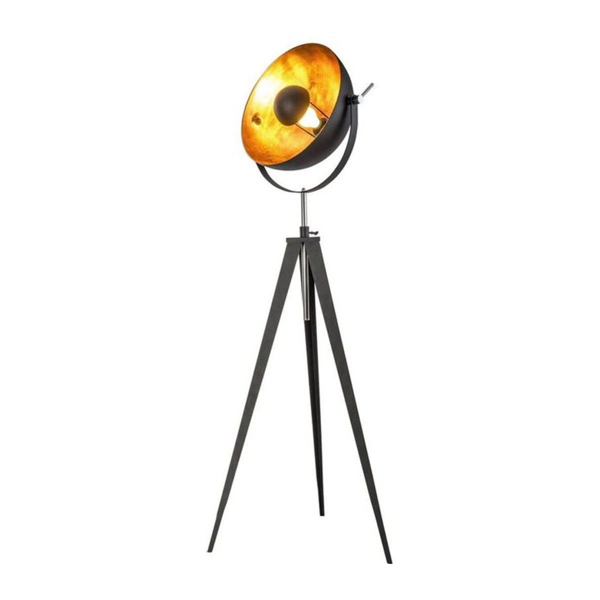 Nowa Stehleuchte in Schwarz und Gold aus Metall im Industrial Design, höhenverstellbar mit E27 Fassung, Höhe: 168 cm - Bild 1
