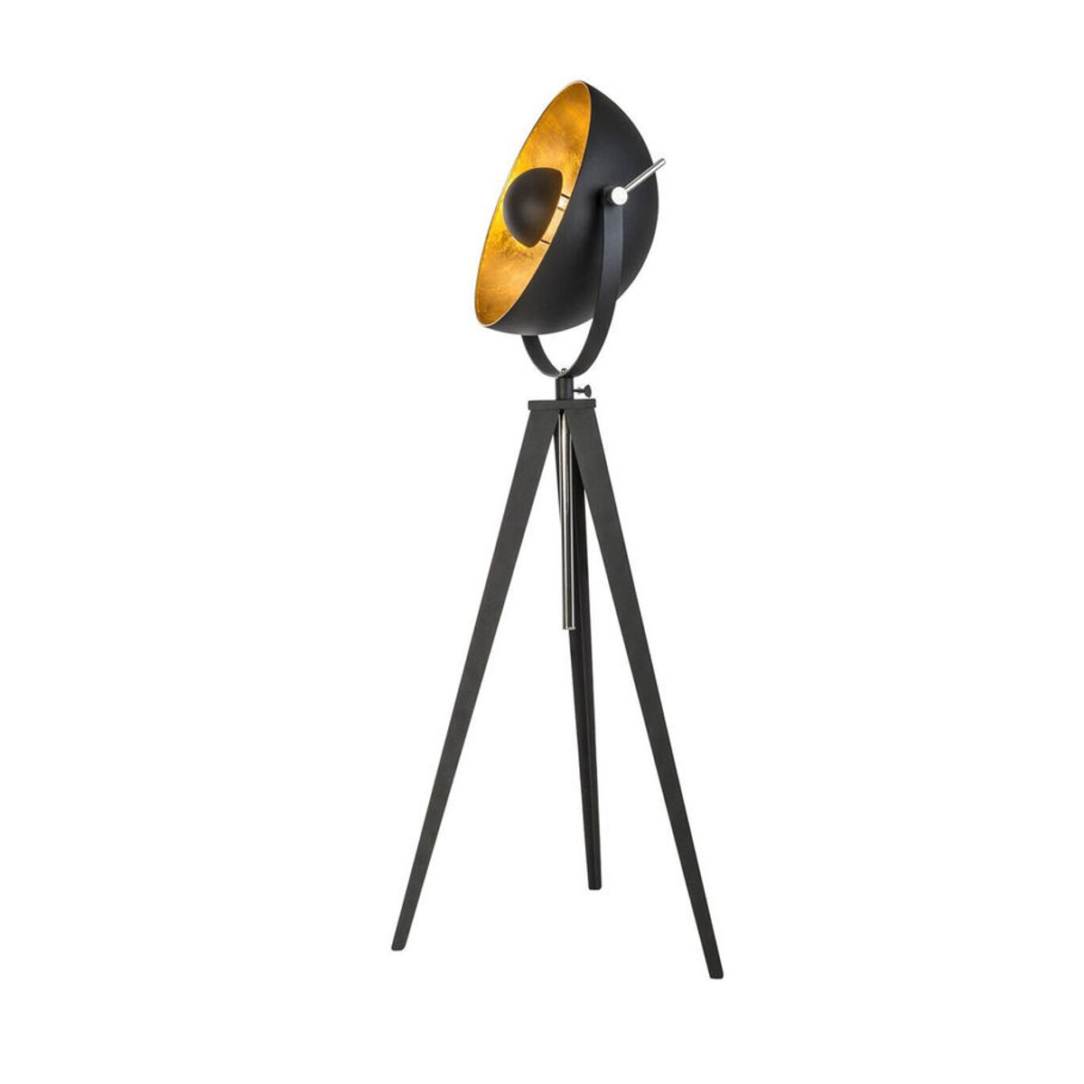 Nowa Stehleuchte in Schwarz und Gold aus Metall im Industrial Design, höhenverstellbar mit E27 Fassung, Höhe: 168 cm - Bild 2