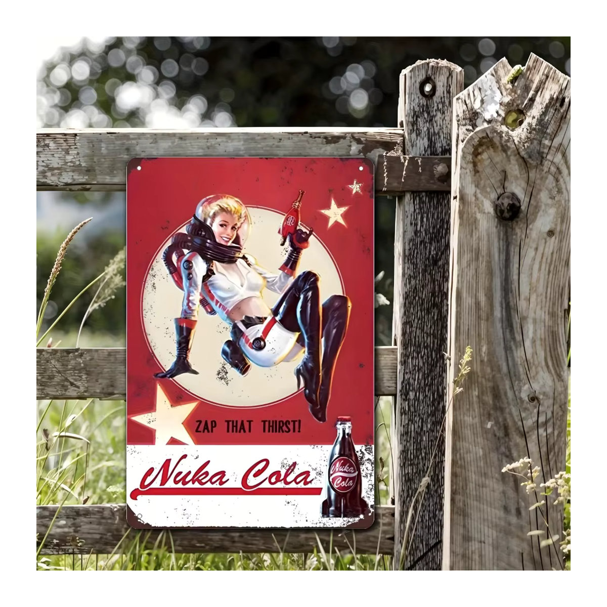 Nuka Cola Fallout Vintage Metall-Wandkunstschild von Hello Young, rot, B/H: 30 x 20 cm - Bild 2