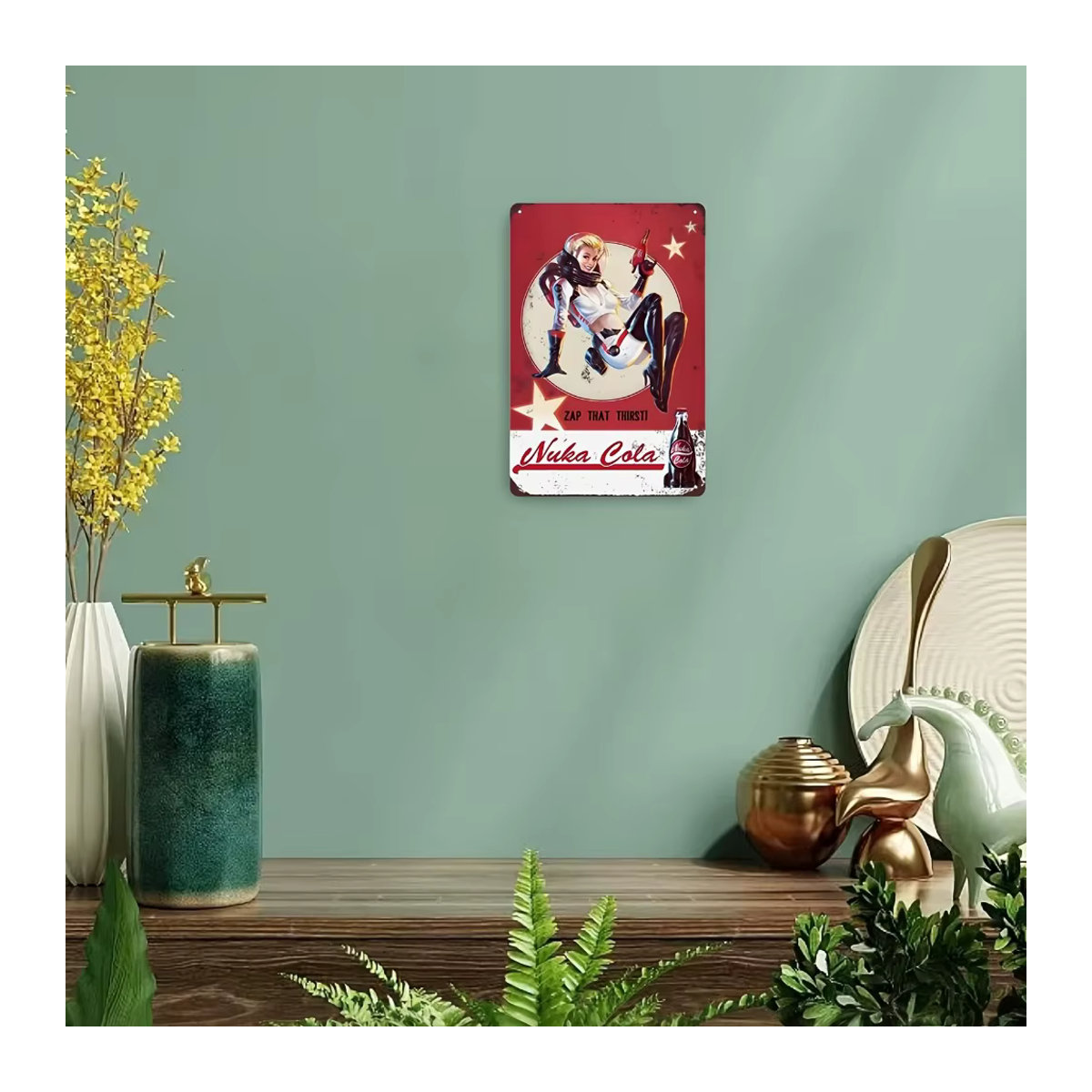 Nuka Cola Fallout Vintage Metall-Wandkunstschild von Hello Young, rot, B/H: 30 x 20 cm - Bild 4