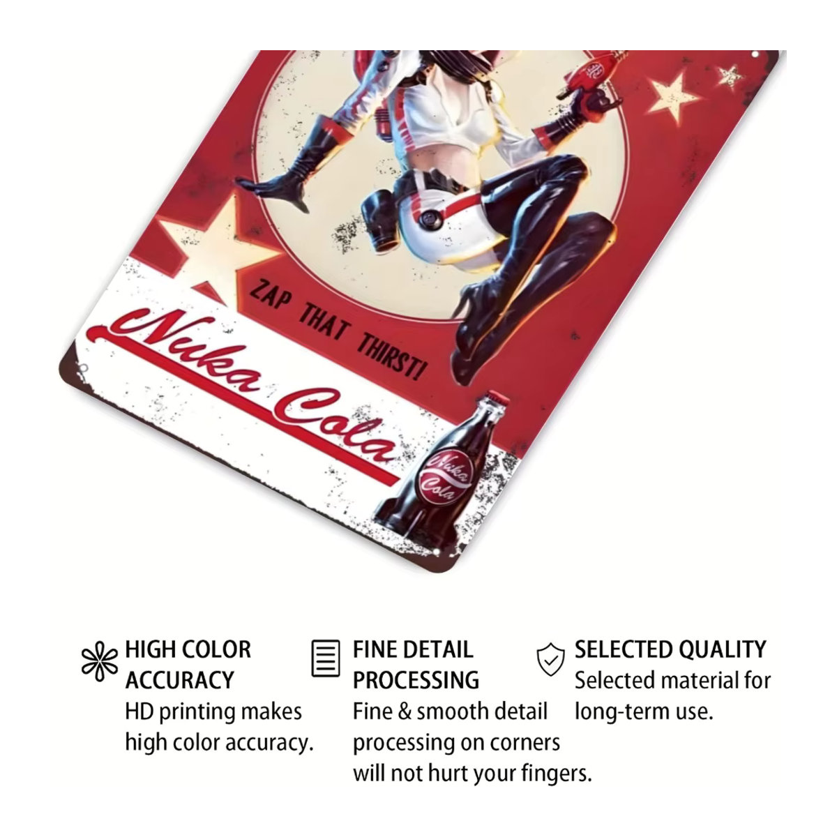 Nuka Cola Fallout Vintage Metall-Wandkunstschild von Hello Young, rot, B/H: 30 x 20 cm - Bild 6