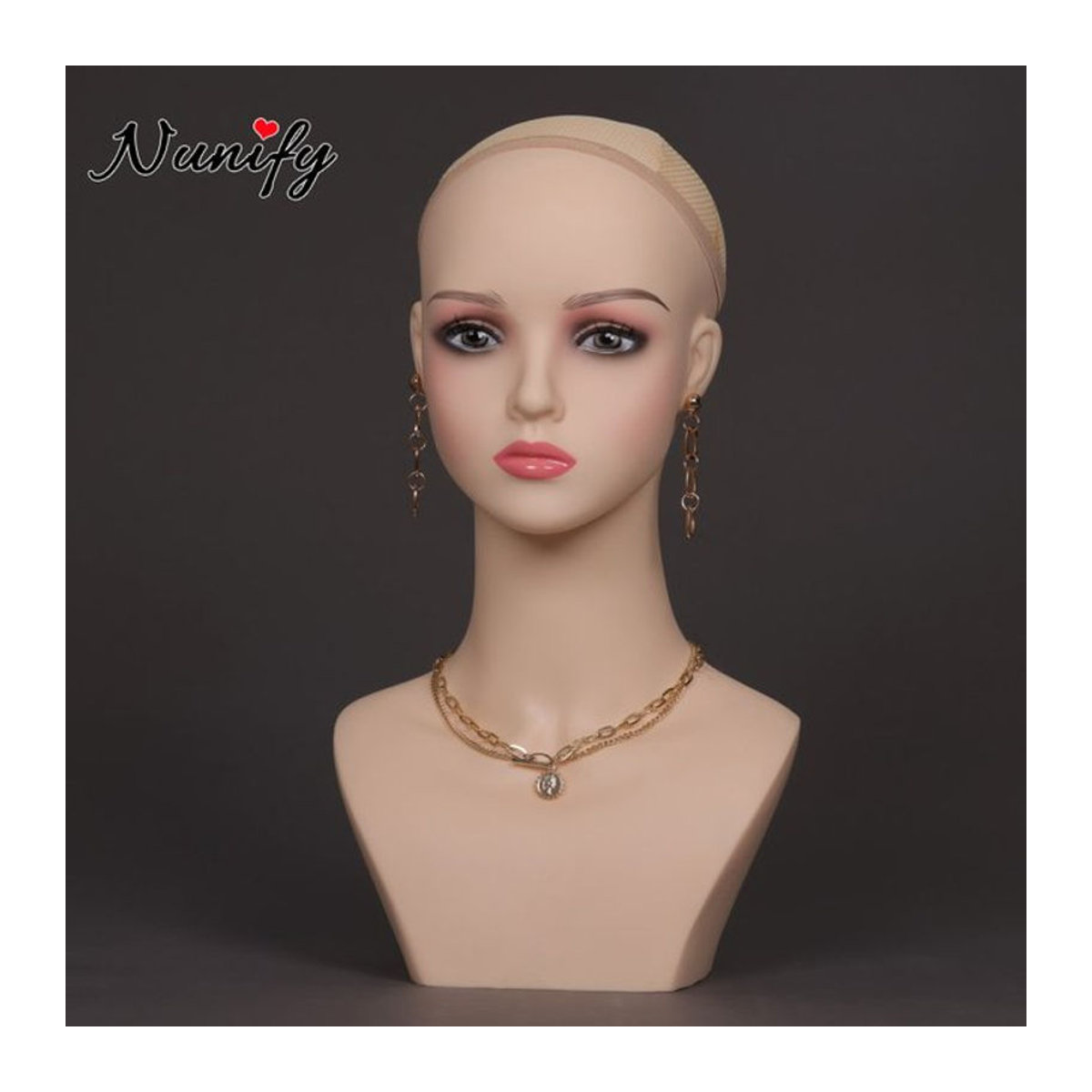 Nunify Mannequin Kopf mit Make-up für Perücken und Schmuck Display in Rosa und Beige - Bild 1