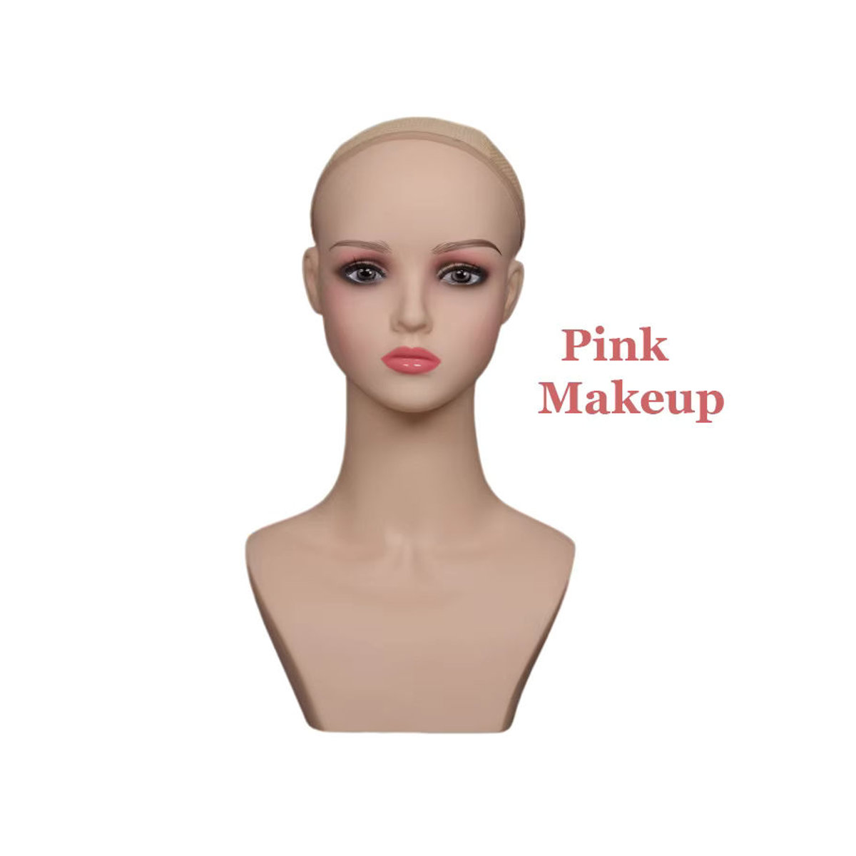 Nunify Mannequin Kopf mit Make-up für Perücken und Schmuck Display in Rosa und Beige - Bild 2