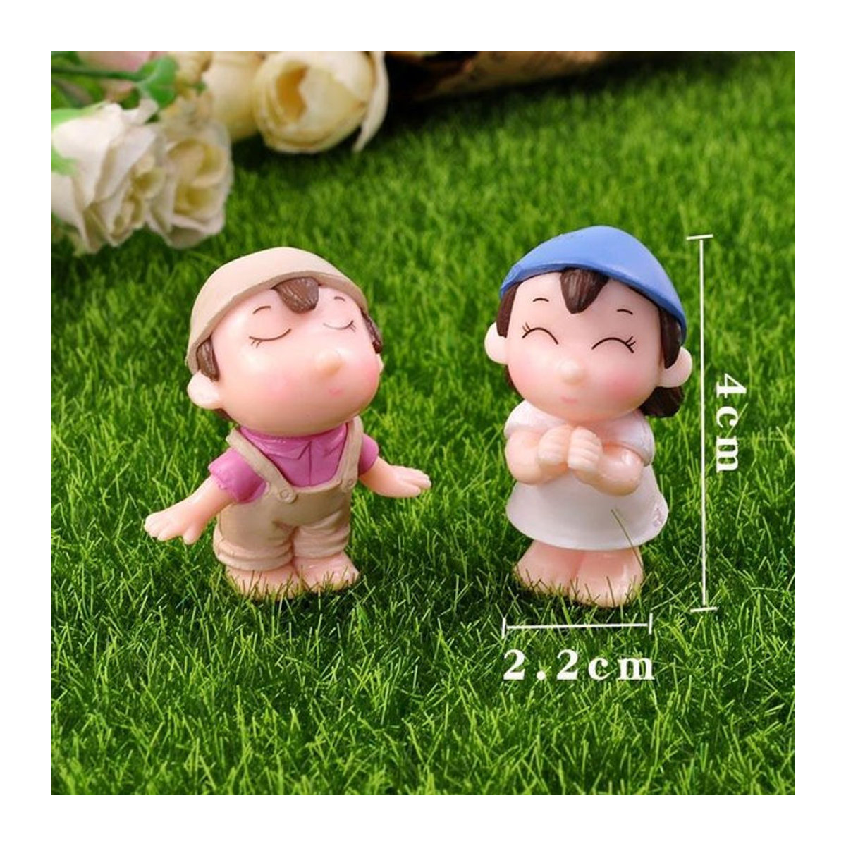 NuoNuotime Paar Figuren Miniaturen als Feengarten Zubehör und Zwerg Ornamente für Terrarien, Bonsai und Puppenhaus Dekoration, mehrfarbig, Kunststoff und Kunstharz - Bild 1