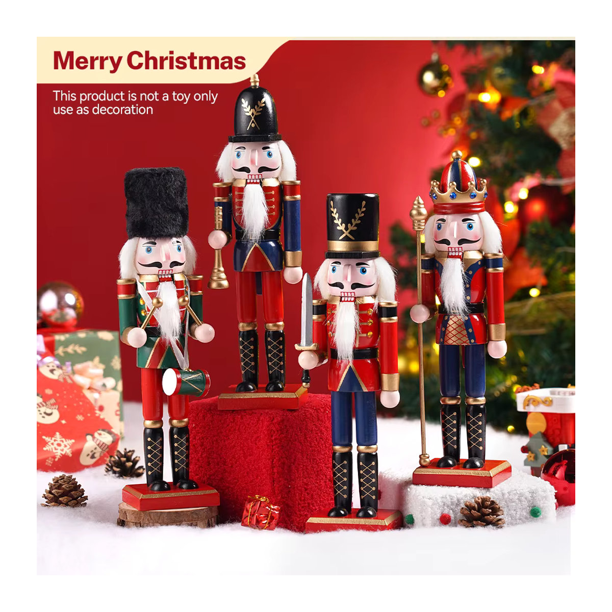 Nussknacker-Marionette als Soldat-Dekoration im Vintage-Design für Weihnachten, Höhe: 30 cm - Bild 2