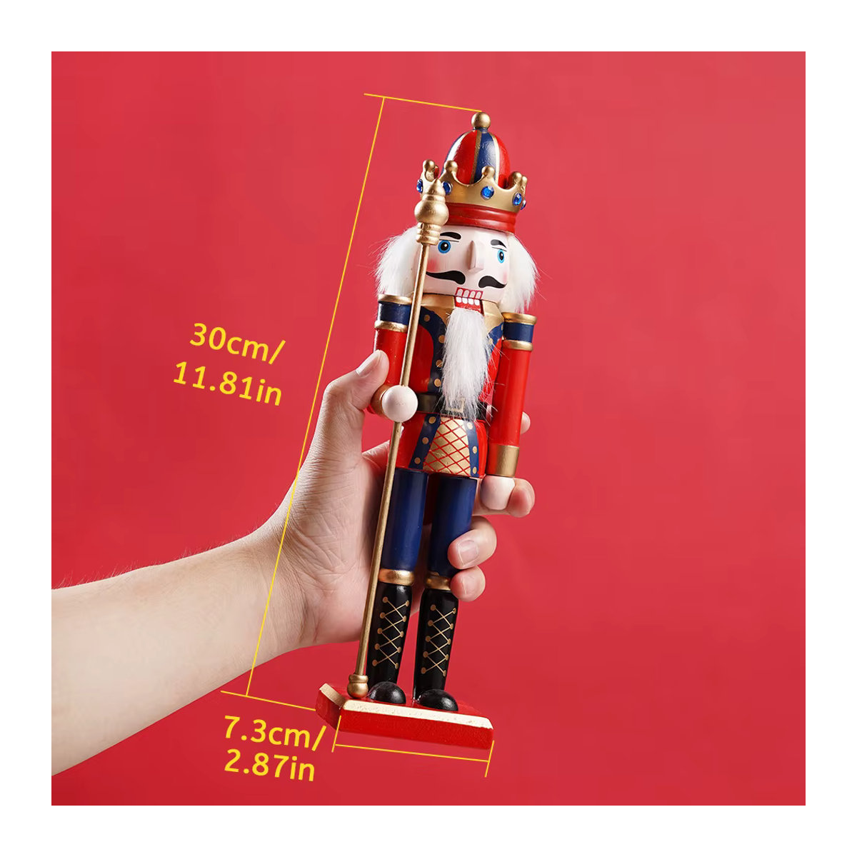 Nussknacker-Marionette als Soldat-Dekoration im Vintage-Design für Weihnachten, Höhe: 30 cm - Bild 3