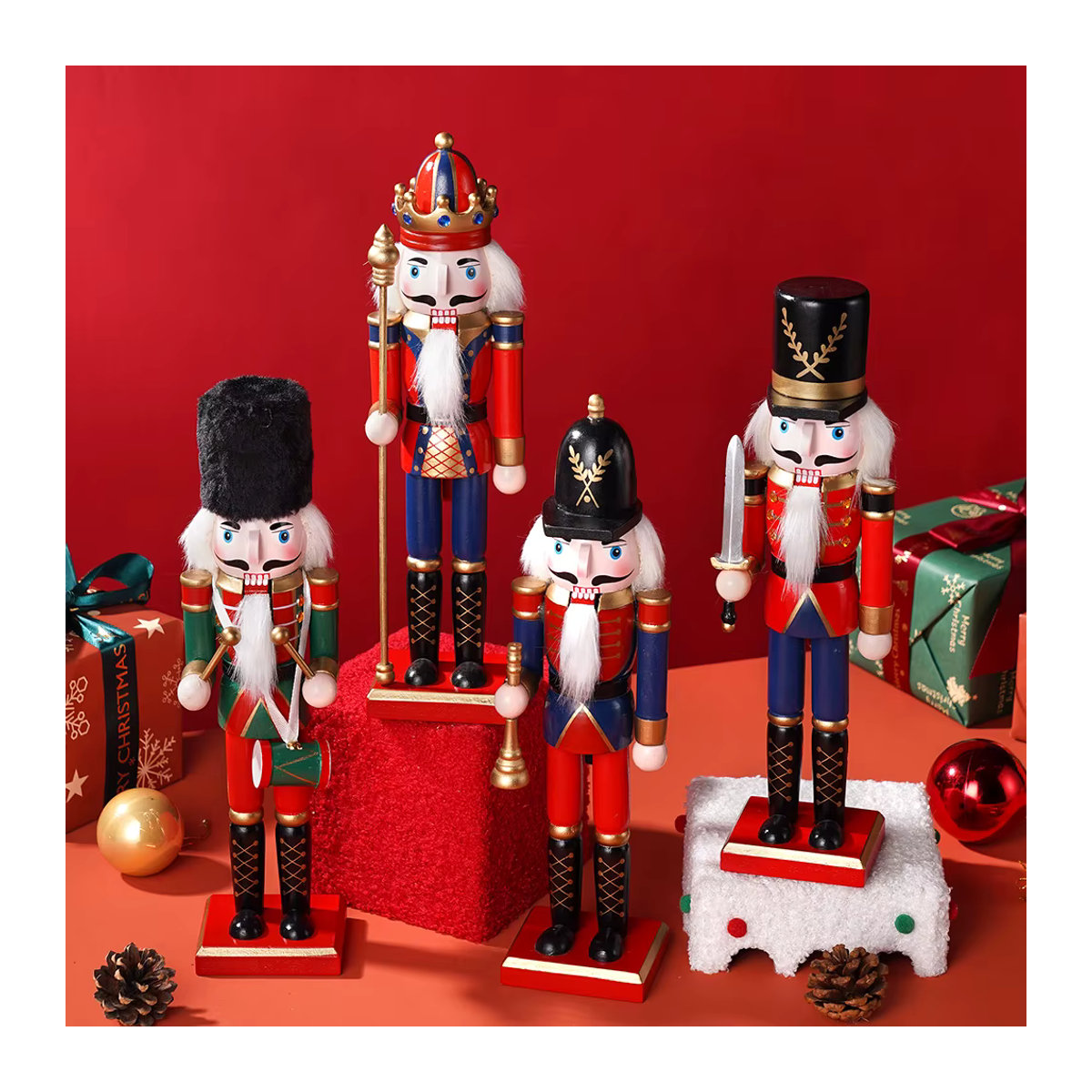 Nussknacker-Marionette als Soldat-Dekoration im Vintage-Design für Weihnachten, Höhe: 30 cm - Bild 4