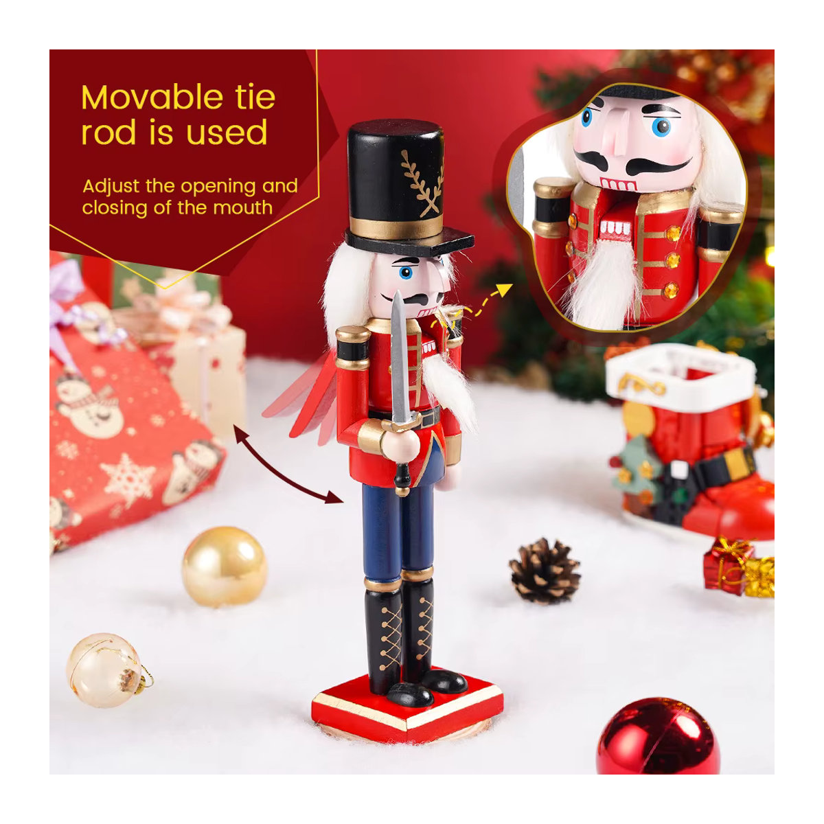 Nussknacker-Marionette als Soldat-Dekoration im Vintage-Design für Weihnachten, Höhe: 30 cm - Bild 5