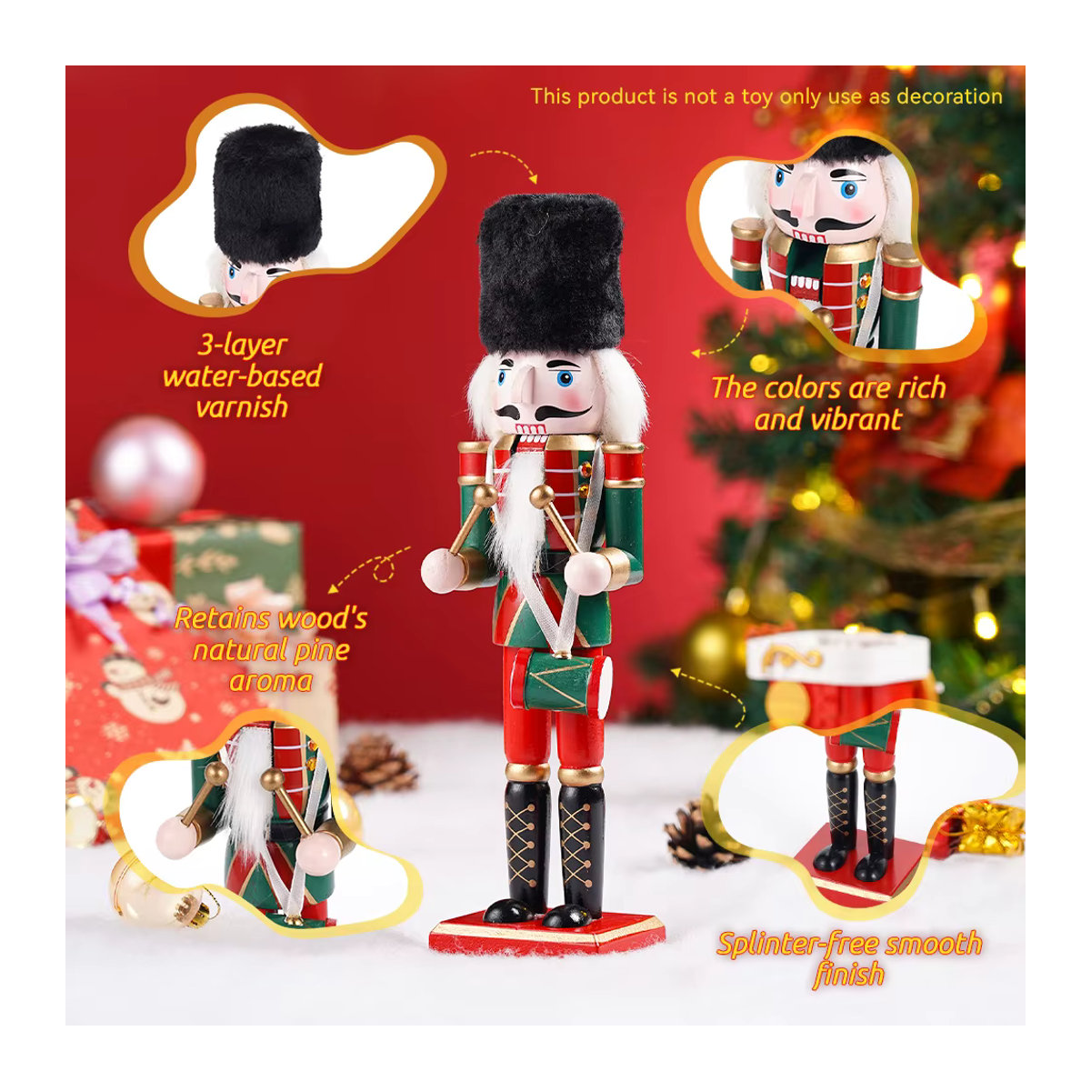 Nussknacker-Marionette als Soldat-Dekoration im Vintage-Design für Weihnachten, Höhe: 30 cm - Bild 6